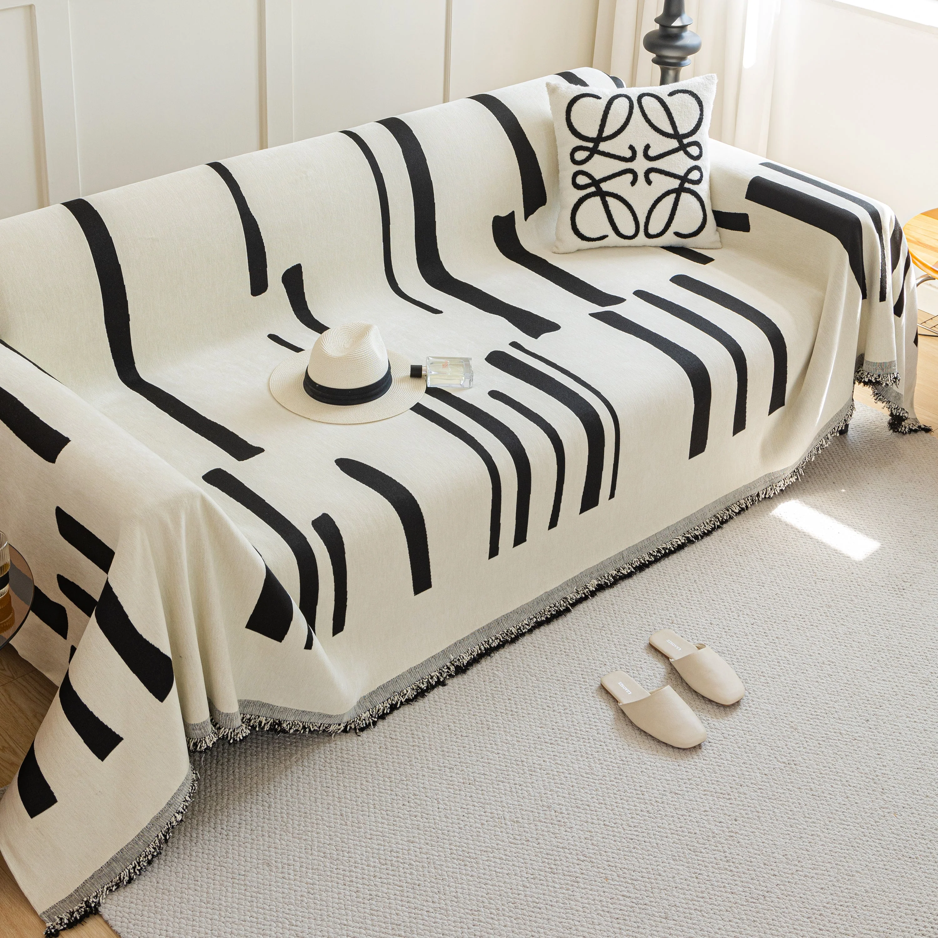 Soft Cozy Chenille Throw Cover for Couch with Tassel Accents, Dustproof Soft Throws for Sofa - Image 18