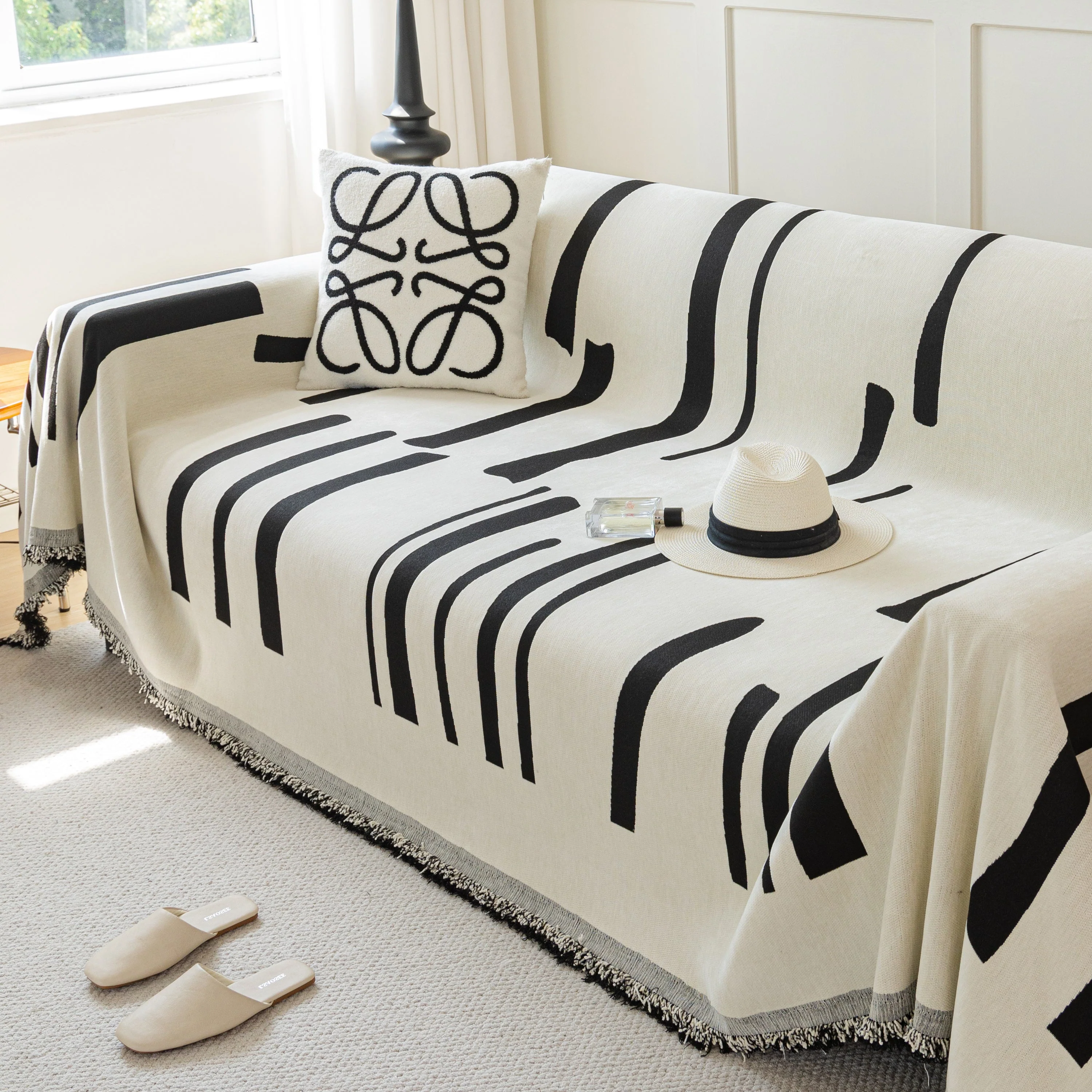Soft Cozy Chenille Throw Cover for Couch with Tassel Accents, Dustproof Soft Throws for Sofa - Image 21