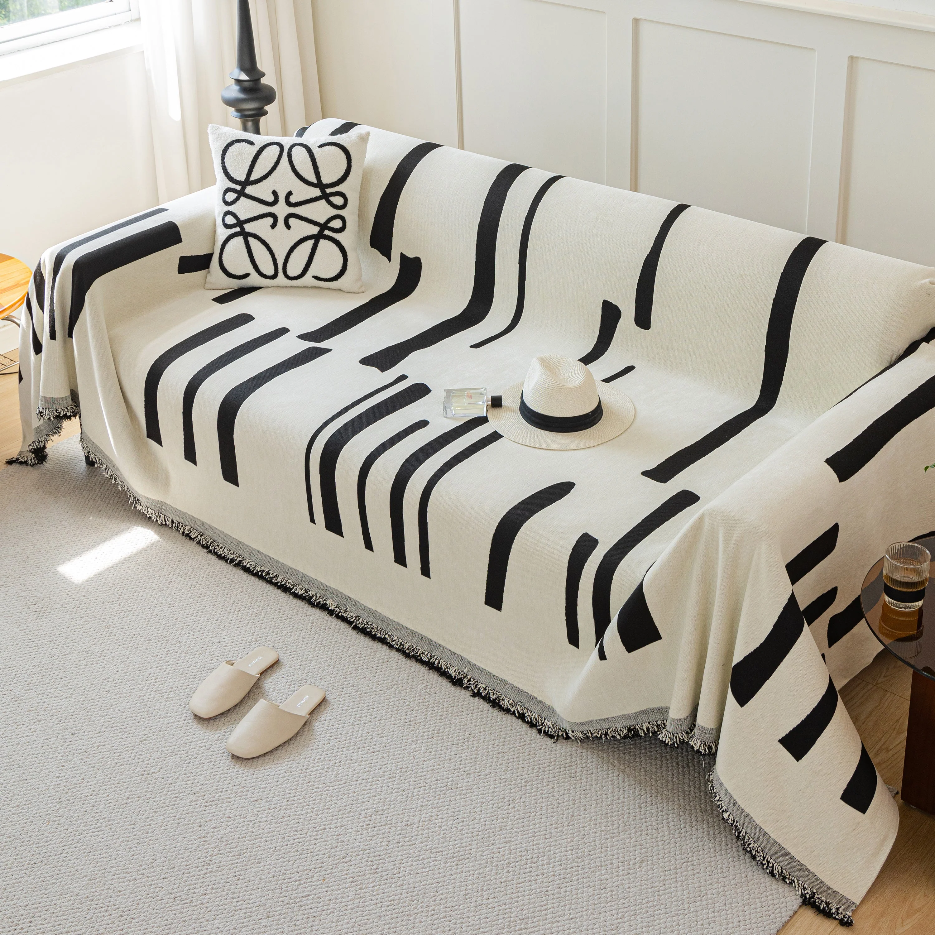 Soft Cozy Chenille Throw Cover for Couch with Tassel Accents, Dustproof Soft Throws for Sofa - Image 22