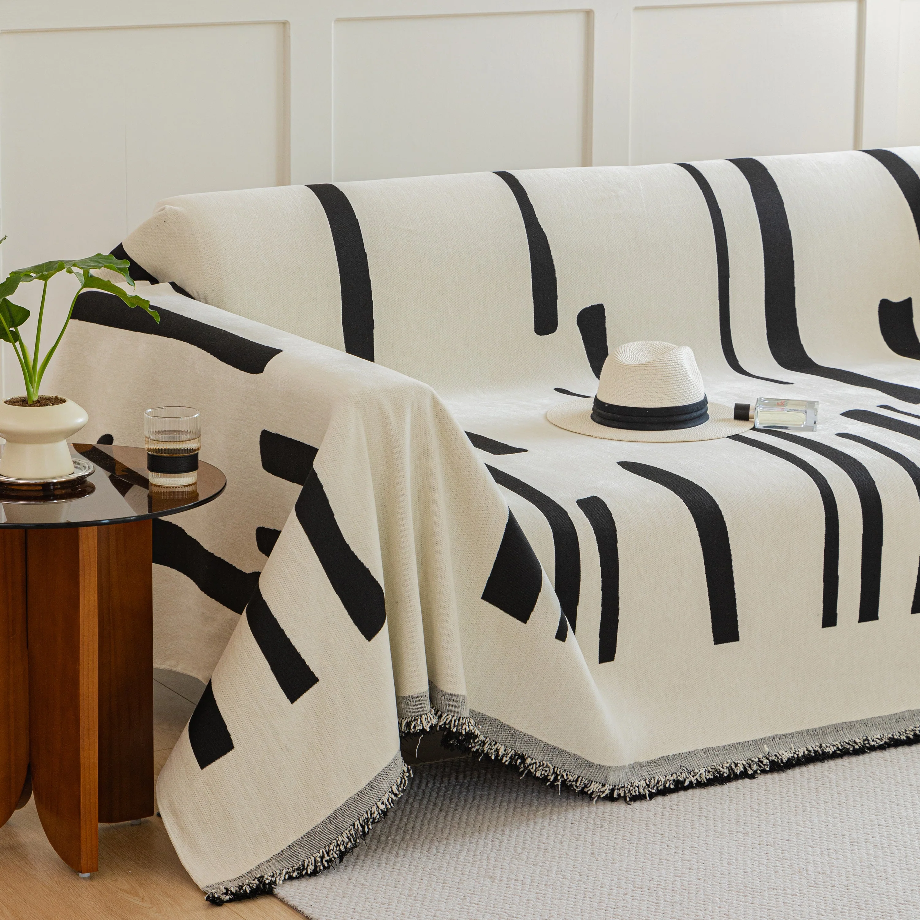 Soft Cozy Chenille Throw Cover for Couch with Tassel Accents, Dustproof Soft Throws for Sofa - Image 24