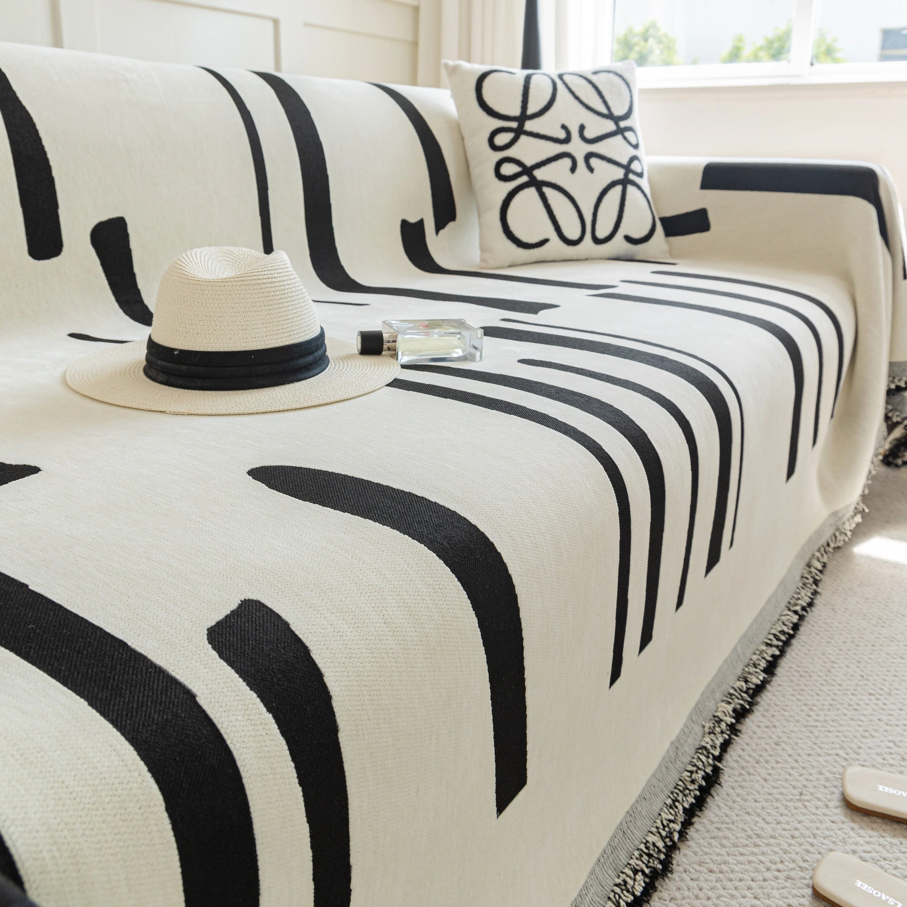 Soft Cozy Chenille Throw Cover for Couch with Tassel Accents, Dustproof Soft Throws for Sofa - Image 31