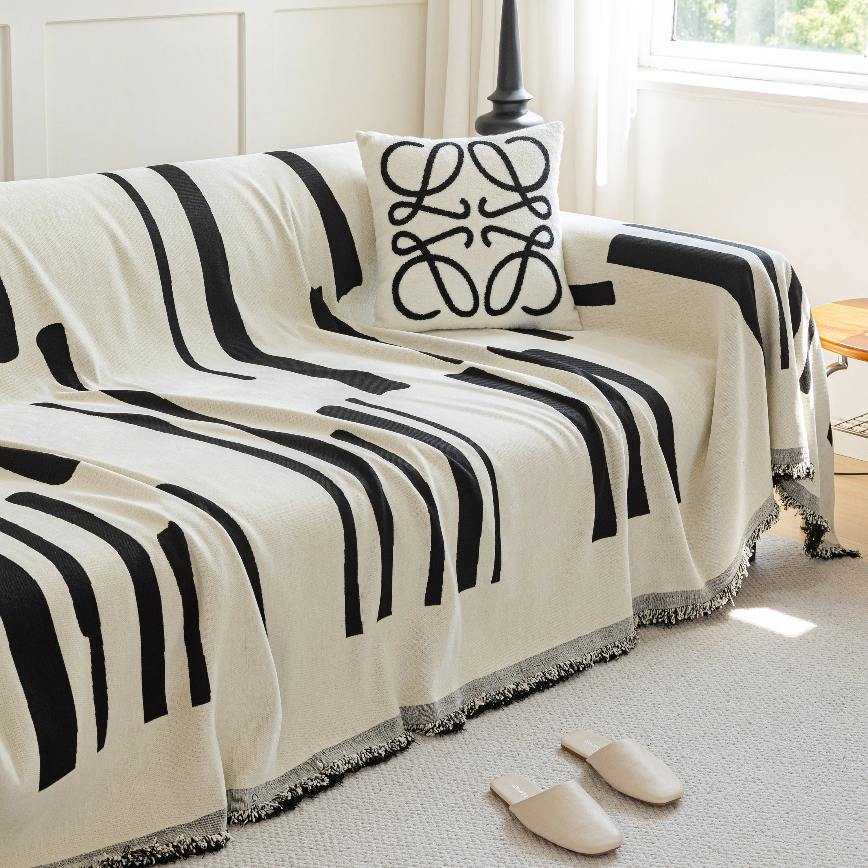 Soft Cozy Chenille Throw Cover for Couch with Tassel Accents, Dustproof Soft Throws for Sofa - Image 34