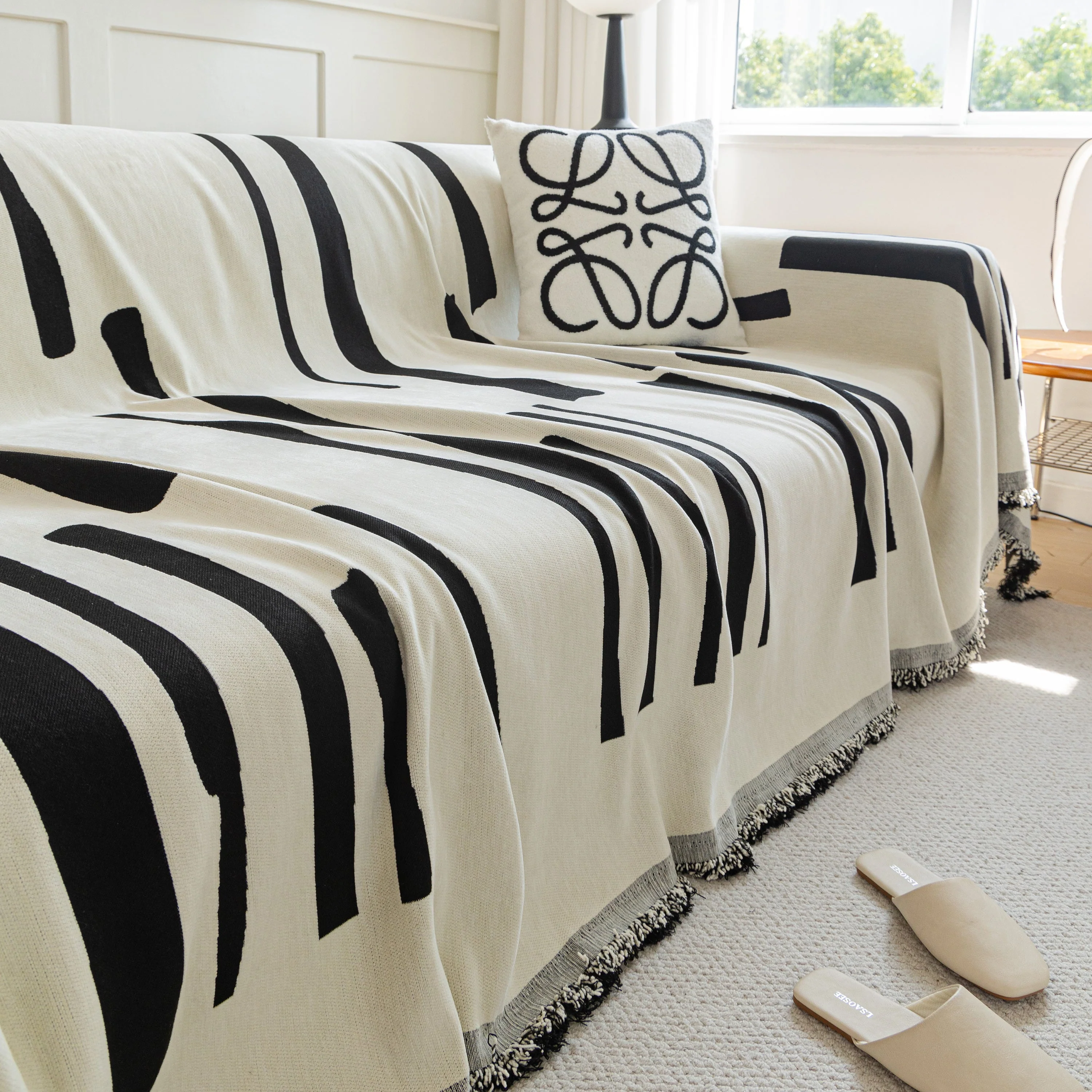 Soft Cozy Chenille Throw Cover for Couch with Tassel Accents, Dustproof Soft Throws for Sofa - Image 35