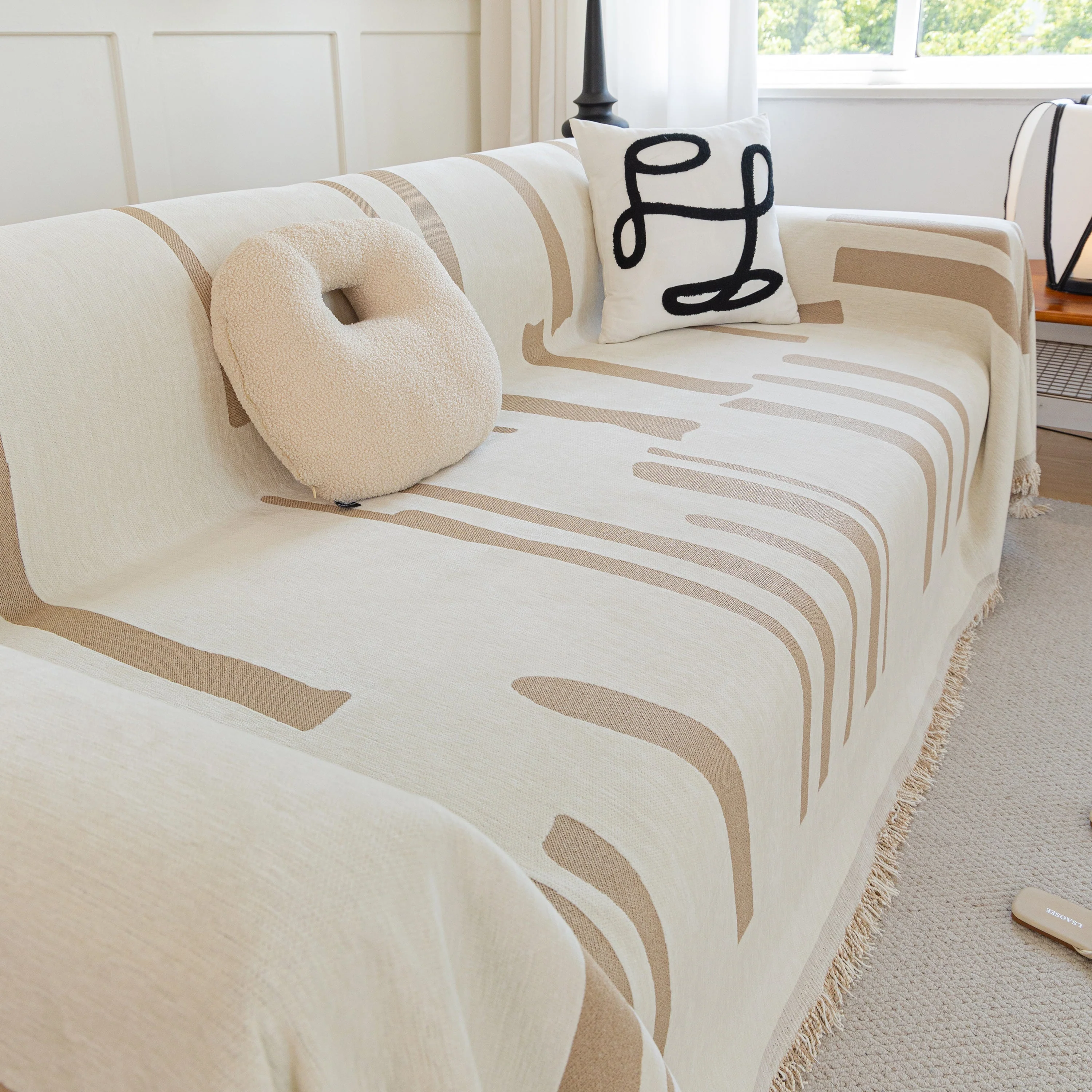 Soft Cozy Chenille Throw Cover for Couch with Tassel Accents, Dustproof Soft Throws for Sofa - Image 56