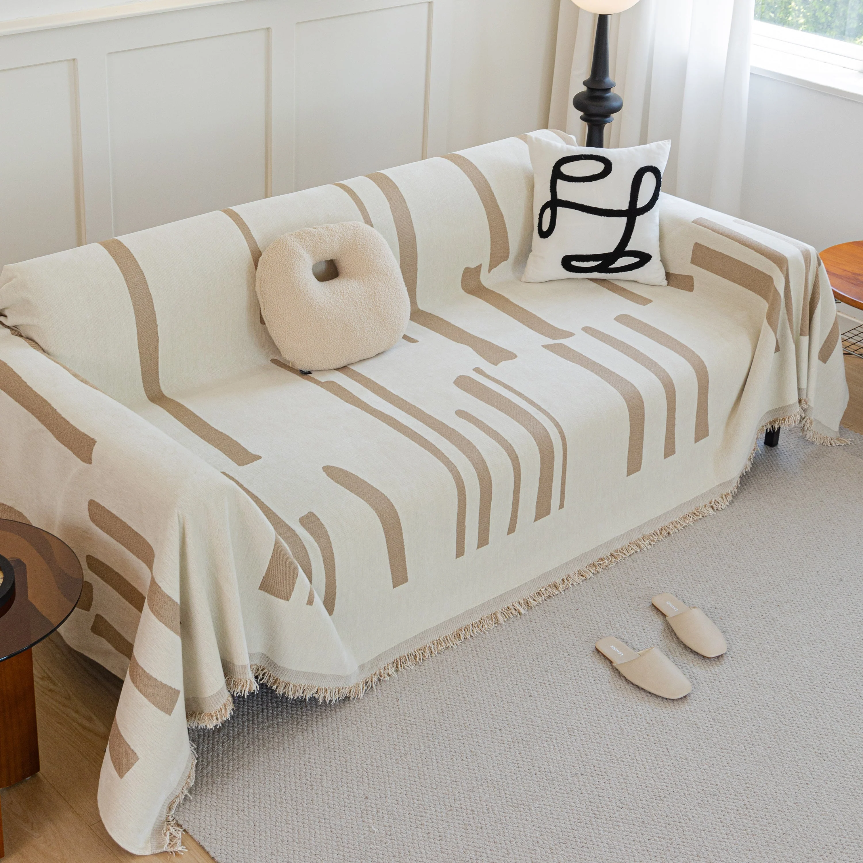 Soft Cozy Chenille Throw Cover for Couch with Tassel Accents, Dustproof Soft Throws for Sofa - Image 60