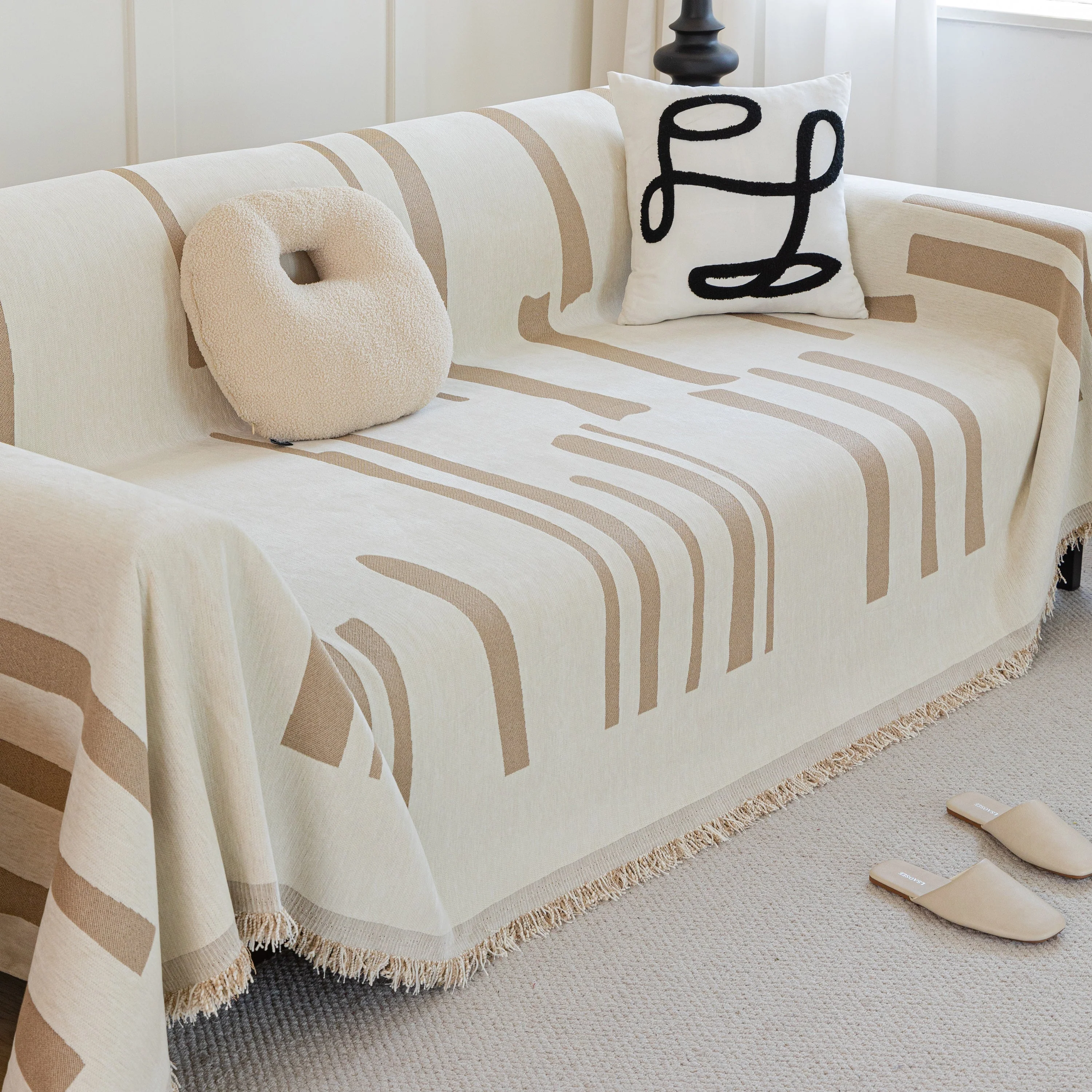 Soft Cozy Chenille Throw Cover for Couch with Tassel Accents, Dustproof Soft Throws for Sofa - Image 61