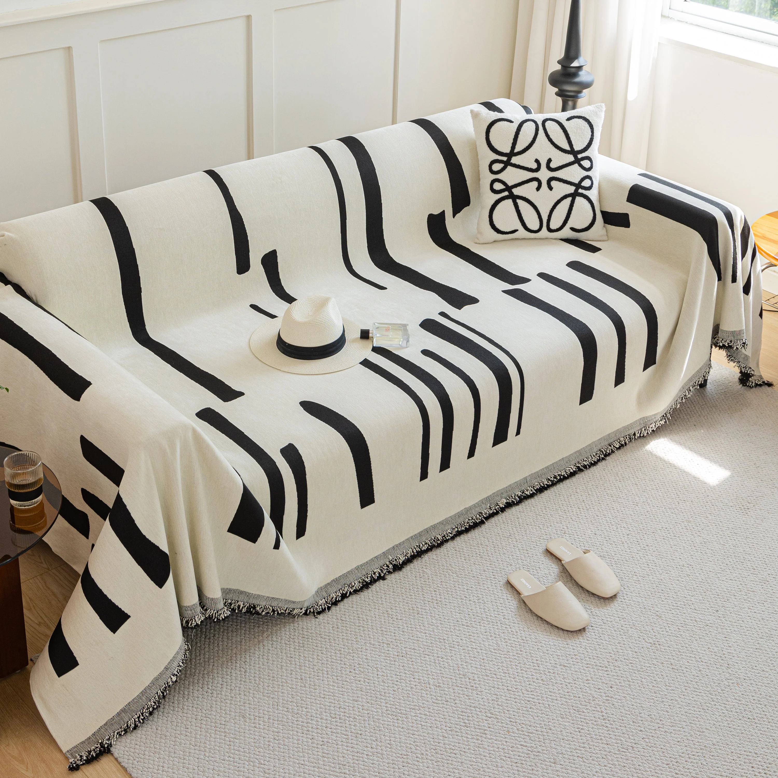 Soft Cozy Chenille Throw Cover for Couch with Tassel Accents, Dustproof Soft Throws for Sofa - Image 9