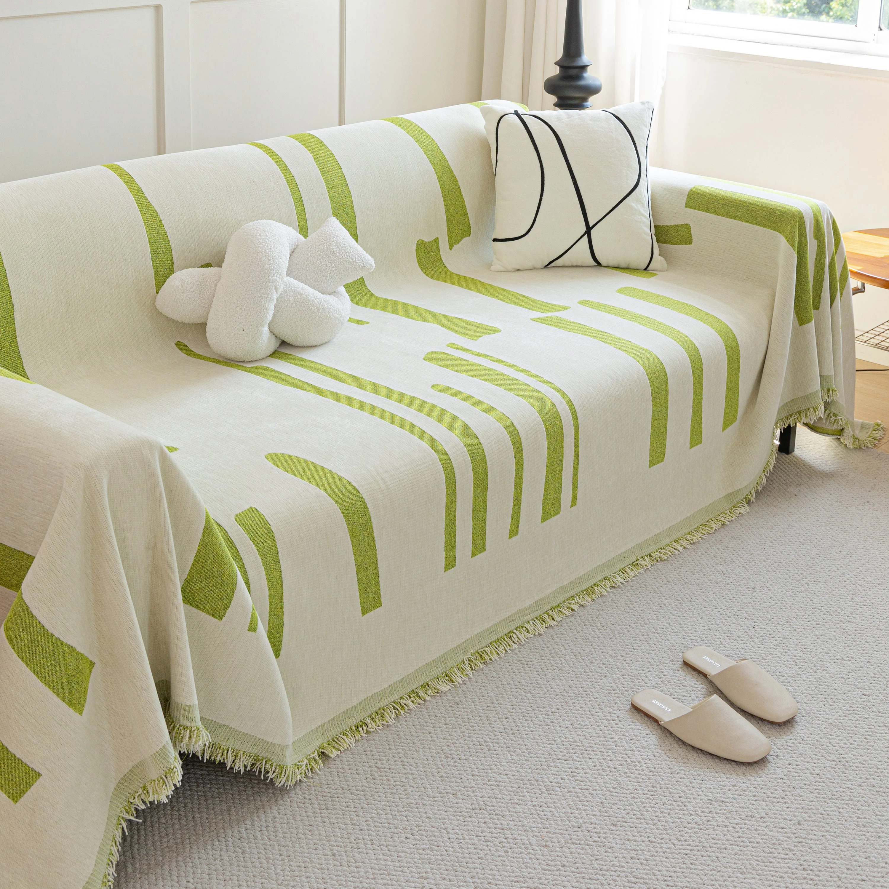 Soft Cozy Chenille Throw Cover for Couch with Tassel Accents, Dustproof Soft Throws for Sofa - Image 91