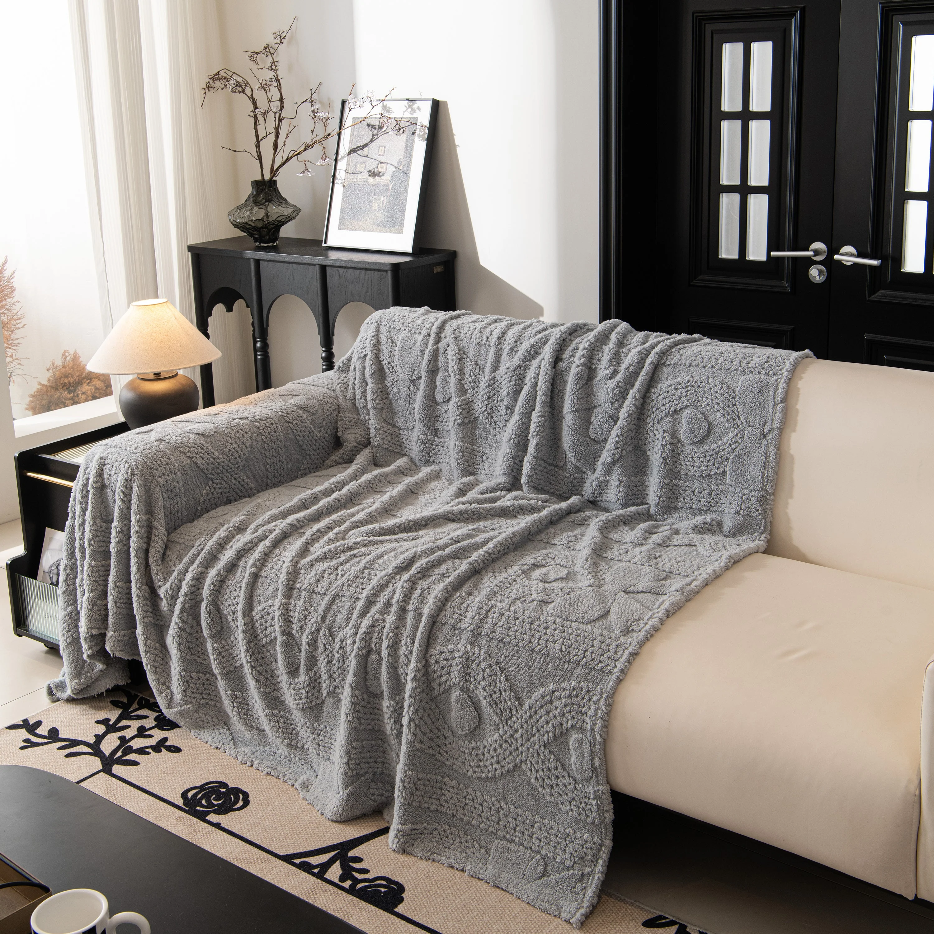 Soft Plush Fleece Throw Blanket for Couch Solid Cute Warm Couch Cover Blanket for Winter - Image 6