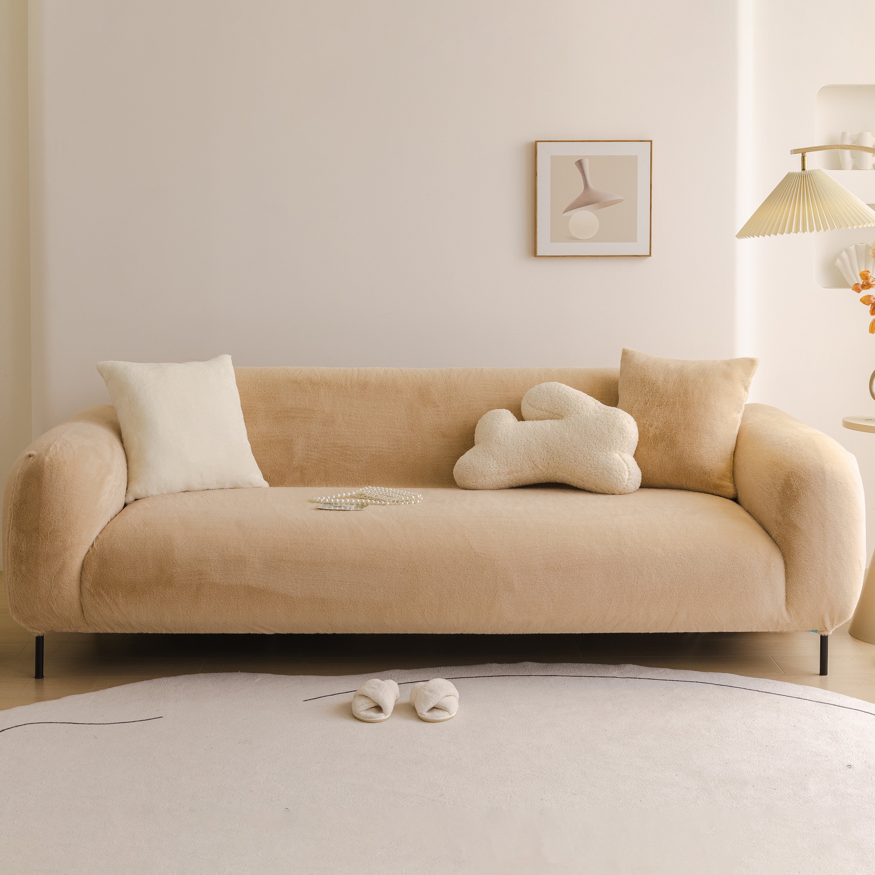 Soft Plush Warm Sofa Cover Stretchable Cozy Velvet Couch Protector for Fall & Winter - Image 102