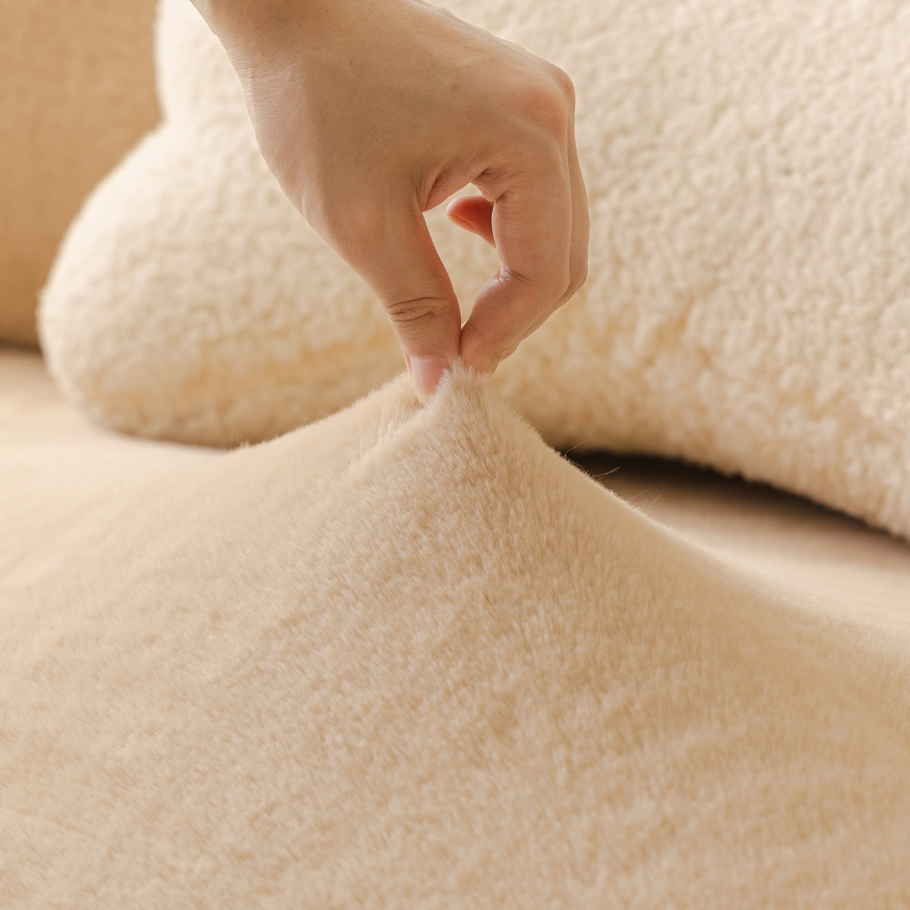 Soft Plush Warm Sofa Cover Stretchable Cozy Velvet Couch Protector for Fall & Winter - Image 103