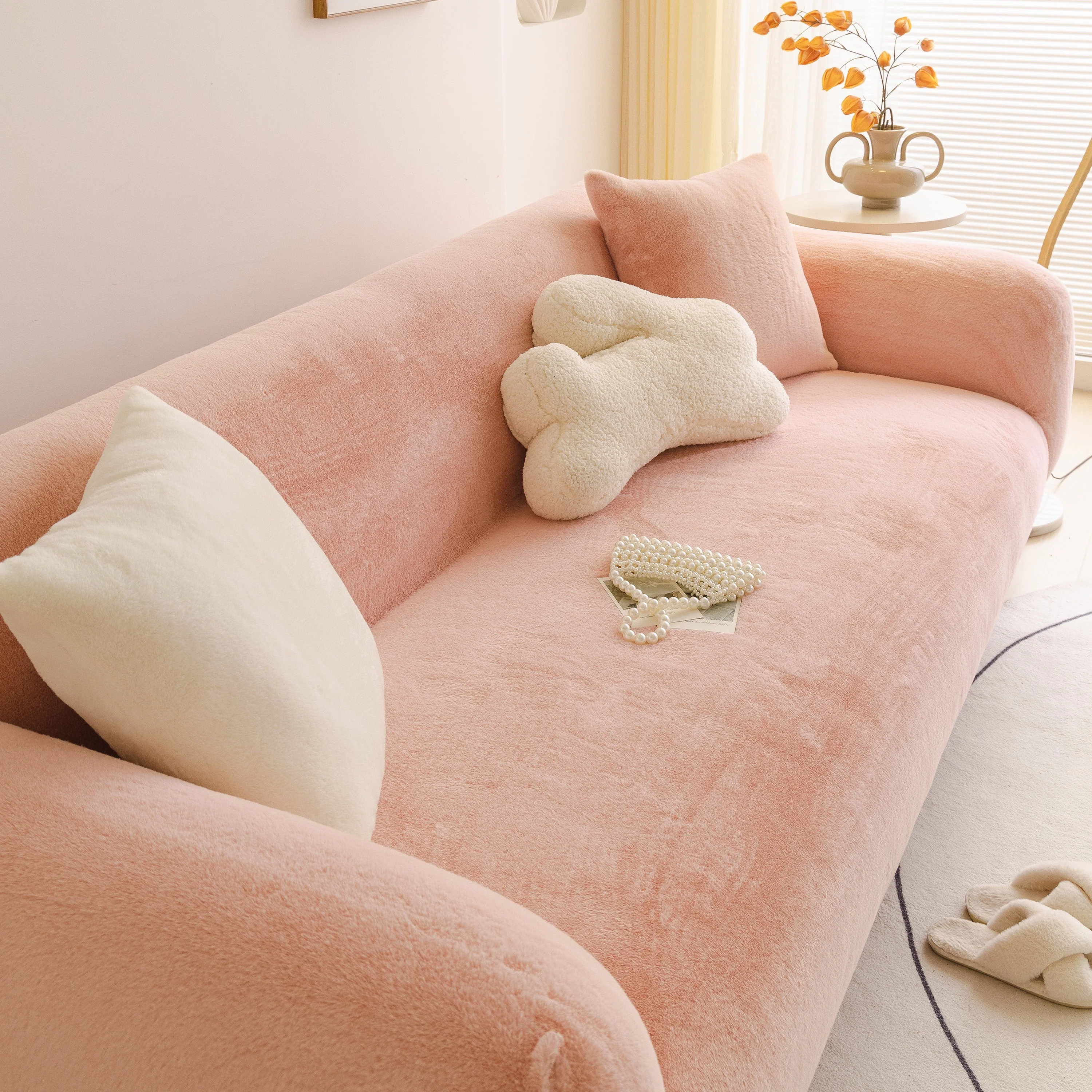 Soft Plush Warm Sofa Cover Stretchable Cozy Velvet Couch Protector for Fall & Winter - Image 12