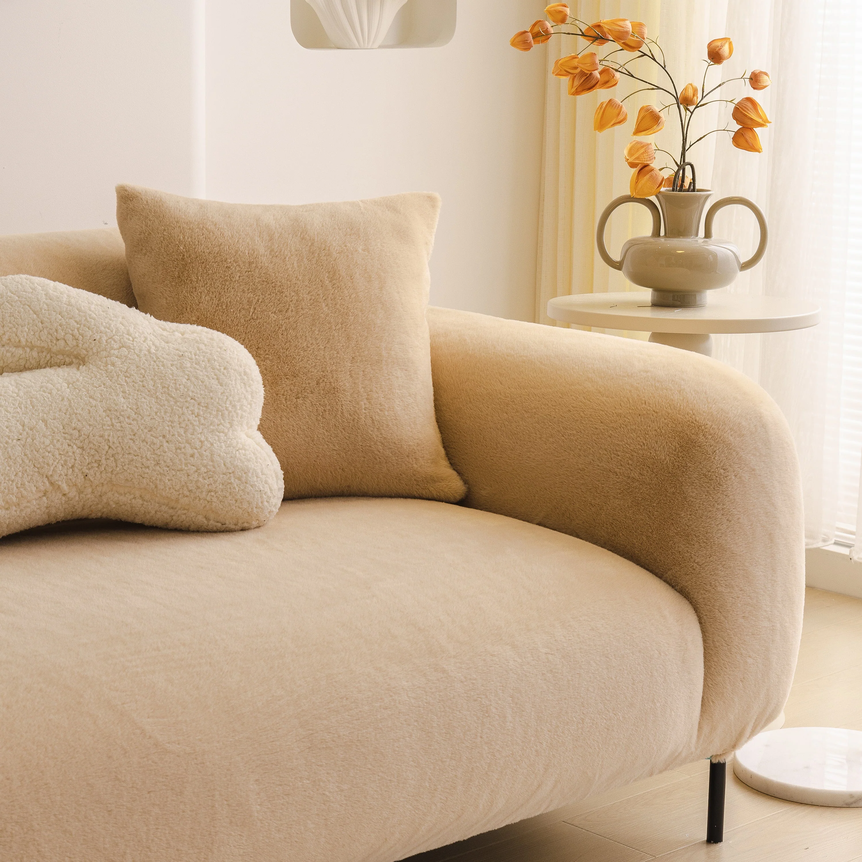 Soft Plush Warm Sofa Cover Stretchable Cozy Velvet Couch Protector for Fall & Winter - Image 120