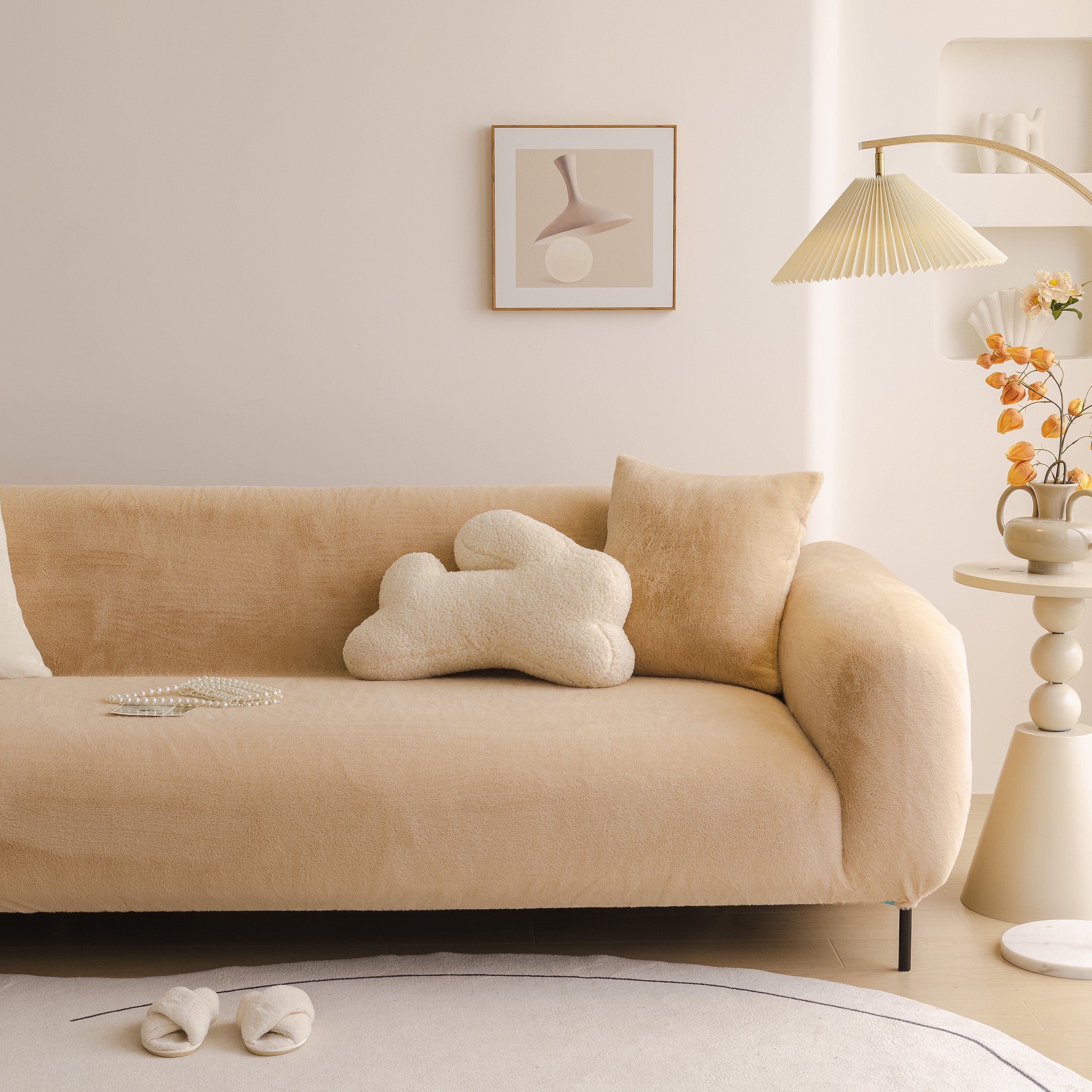 Soft Plush Warm Sofa Cover Stretchable Cozy Velvet Couch Protector for Fall & Winter - Image 124