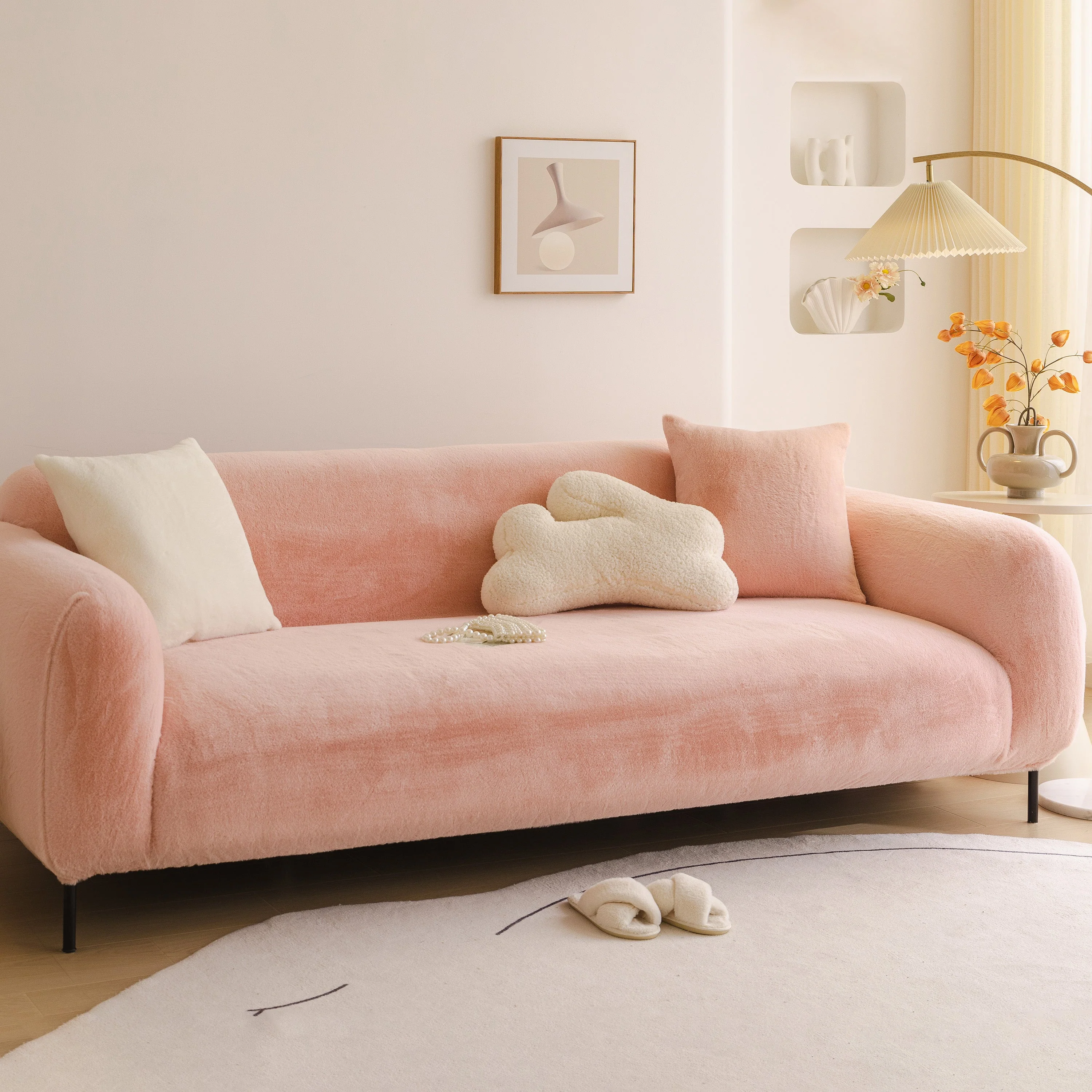 Soft Plush Warm Sofa Cover Stretchable Cozy Velvet Couch Protector for Fall & Winter - Image 13