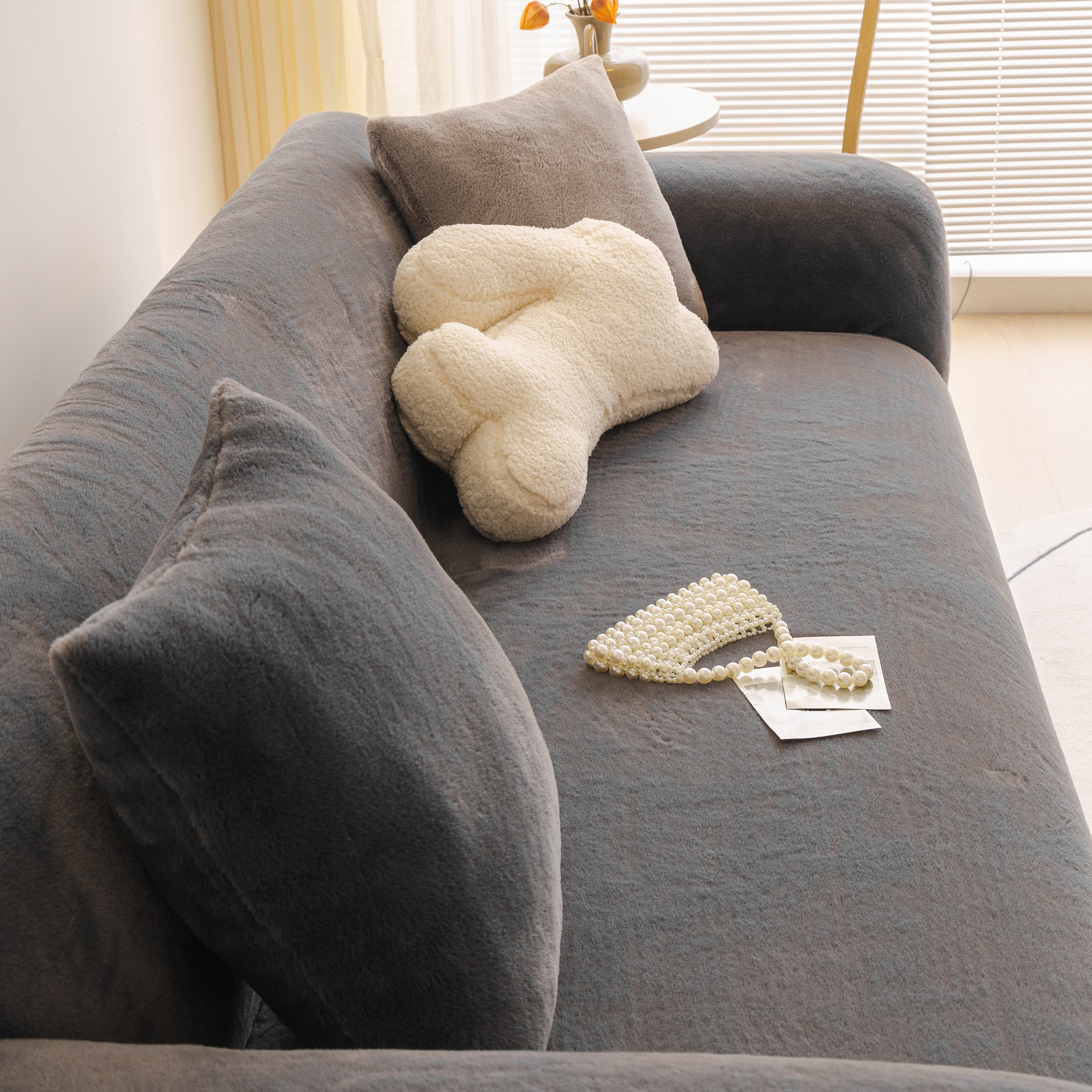 Soft Plush Warm Sofa Cover Stretchable Cozy Velvet Couch Protector for Fall & Winter - Image 134