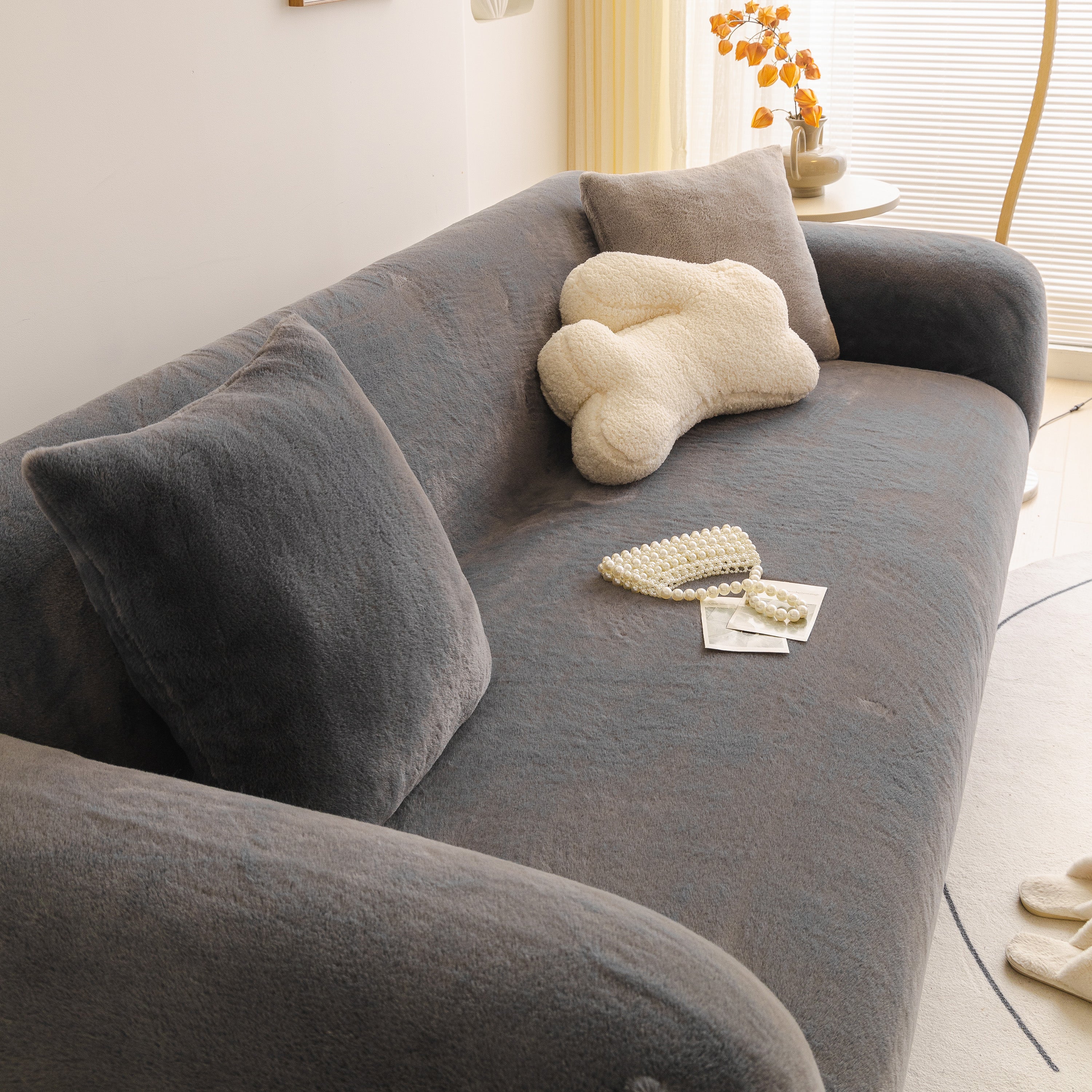 Soft Plush Warm Sofa Cover Stretchable Cozy Velvet Couch Protector for Fall & Winter - Image 135