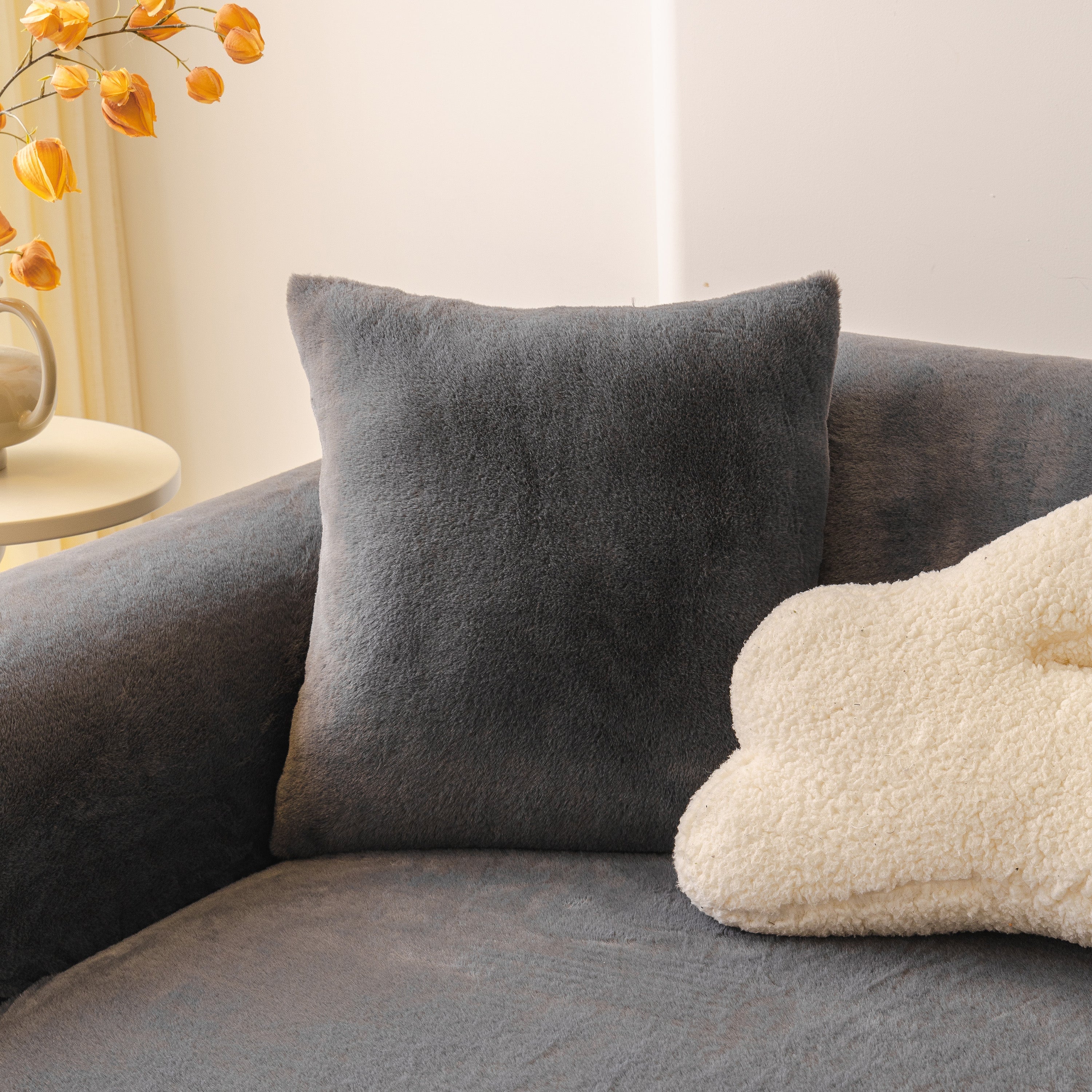 Soft Plush Warm Sofa Cover Stretchable Cozy Velvet Couch Protector for Fall & Winter - Image 137