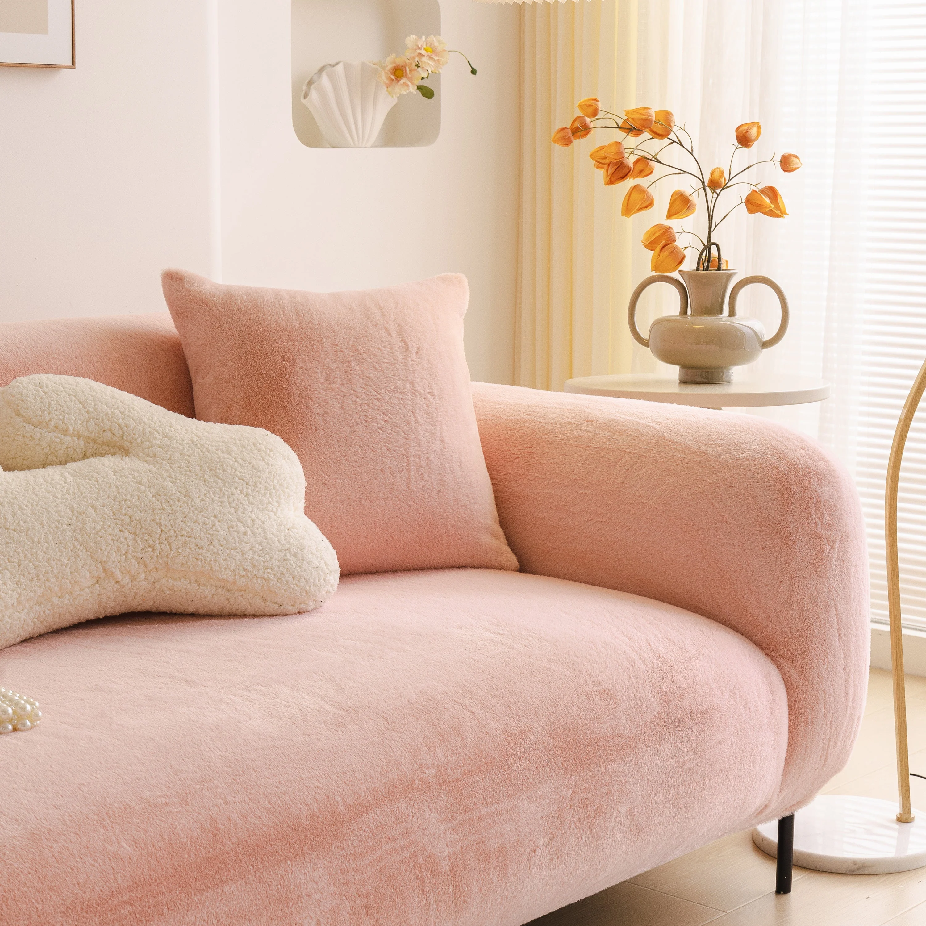 Soft Plush Warm Sofa Cover Stretchable Cozy Velvet Couch Protector for Fall & Winter - Image 14