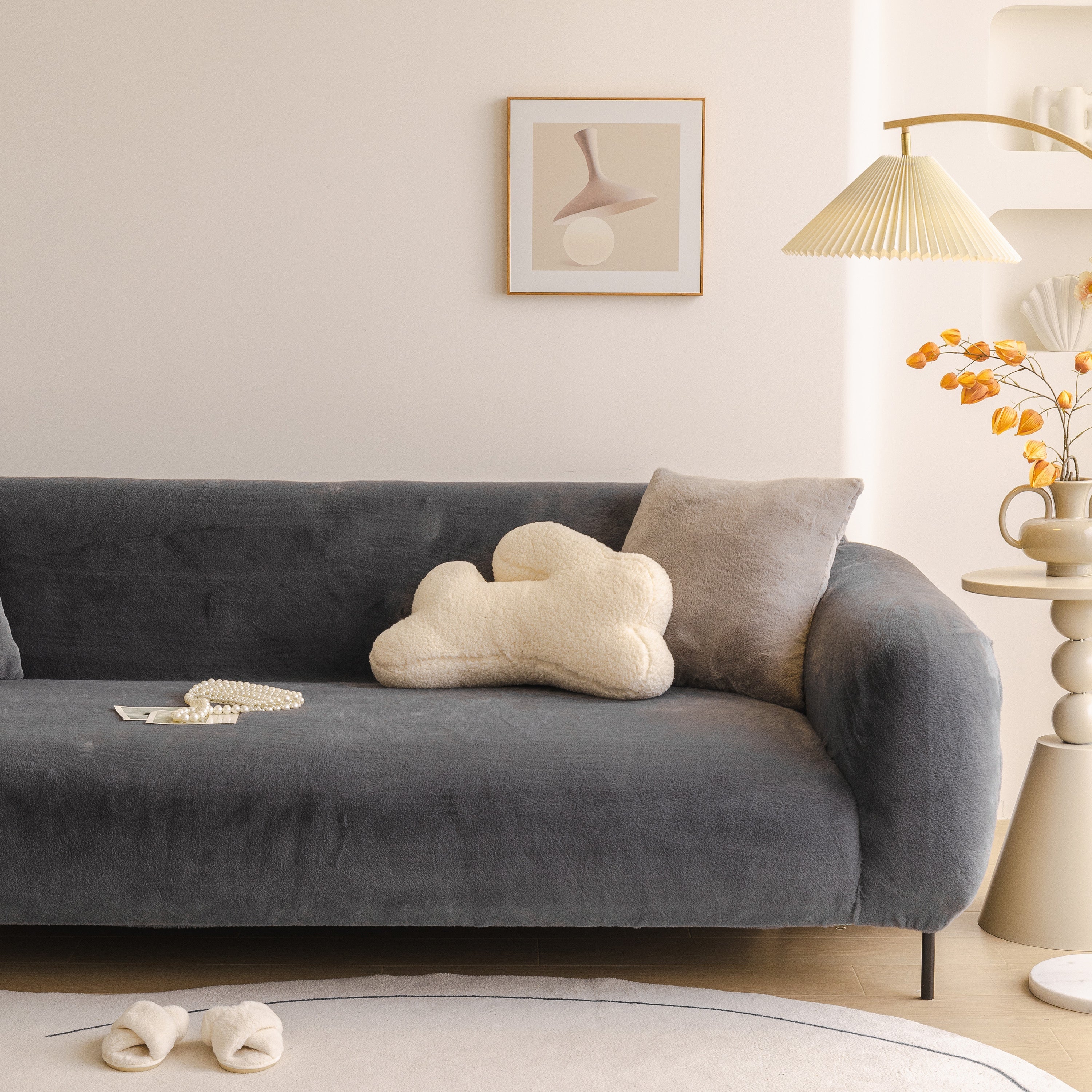 Soft Plush Warm Sofa Cover Stretchable Cozy Velvet Couch Protector for Fall & Winter - Image 154