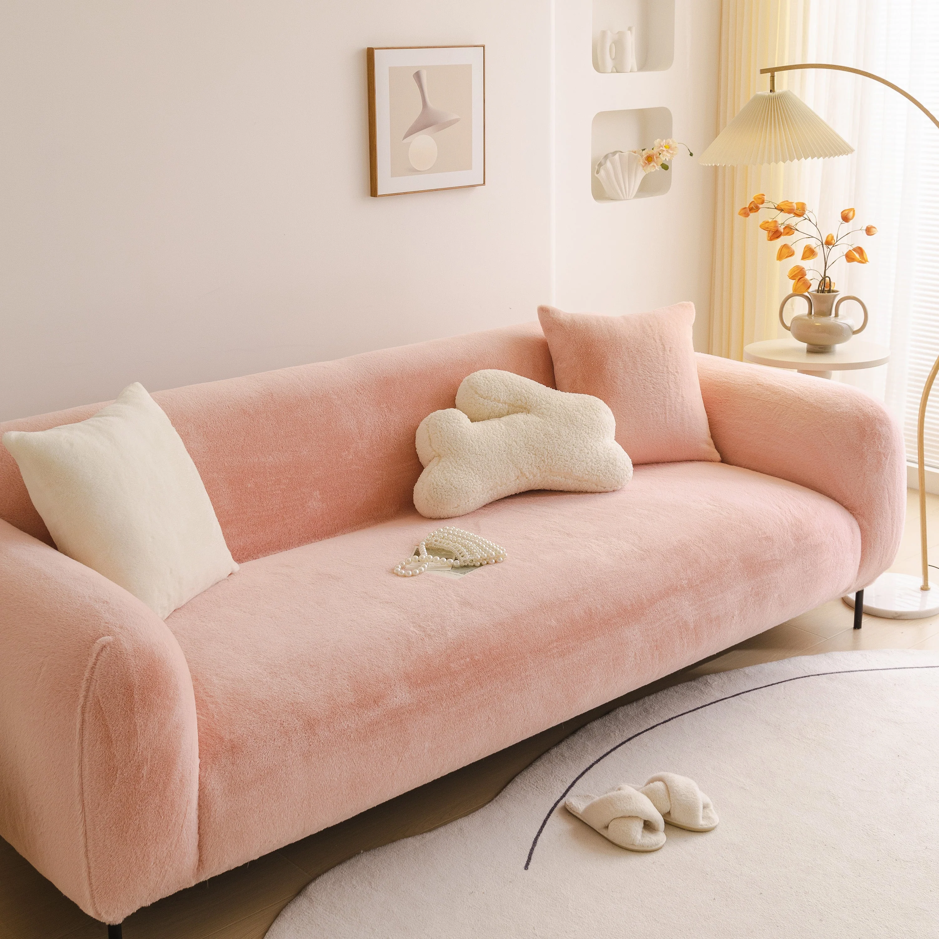 Soft Plush Warm Sofa Cover Stretchable Cozy Velvet Couch Protector for Fall & Winter - Image 16