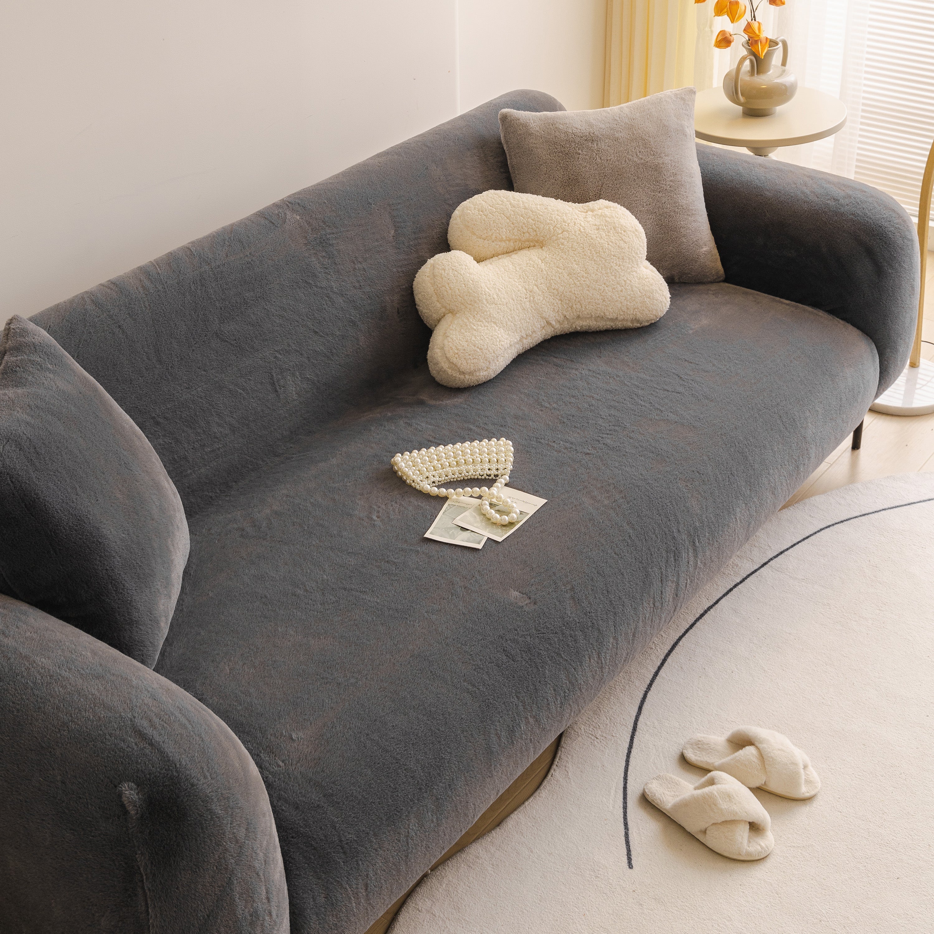 Soft Plush Warm Sofa Cover Stretchable Cozy Velvet Couch Protector for Fall & Winter - Image 161