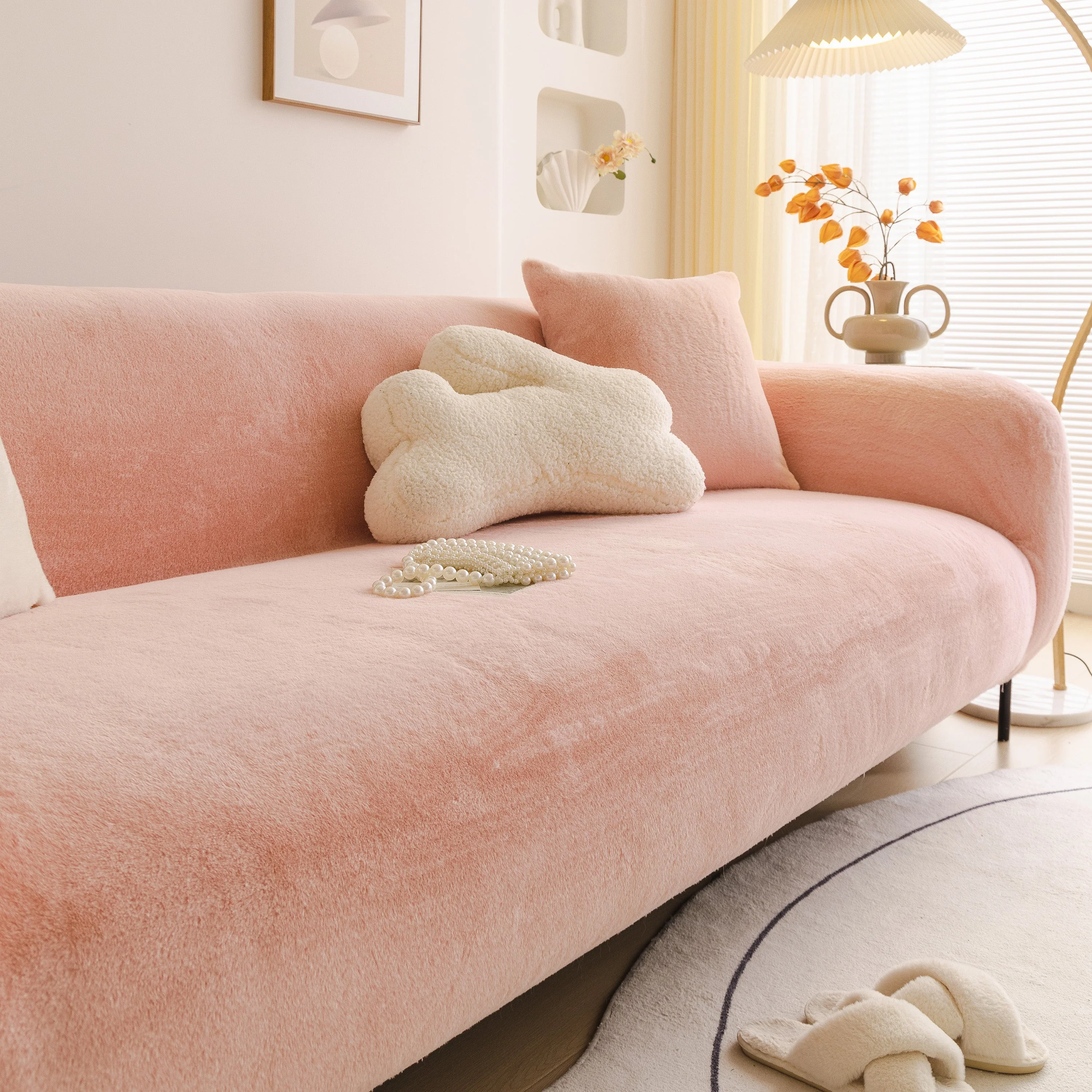 Soft Plush Warm Sofa Cover Stretchable Cozy Velvet Couch Protector for Fall & Winter - Image 17