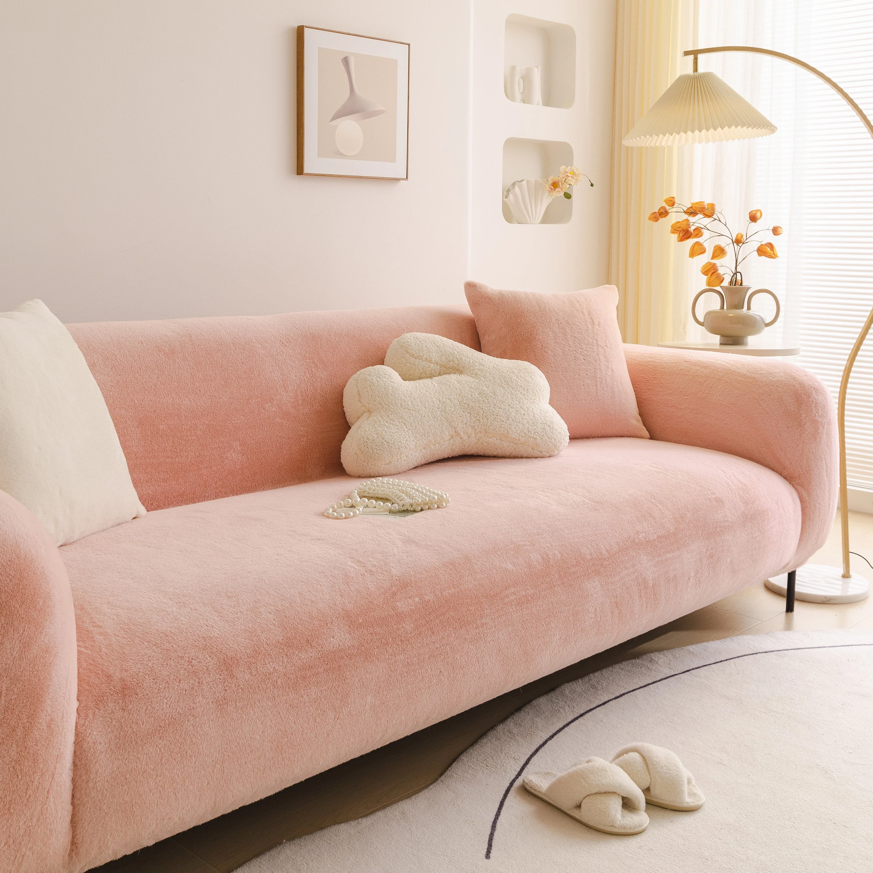 Soft Plush Warm Sofa Cover Stretchable Cozy Velvet Couch Protector for Fall & Winter - Image 18