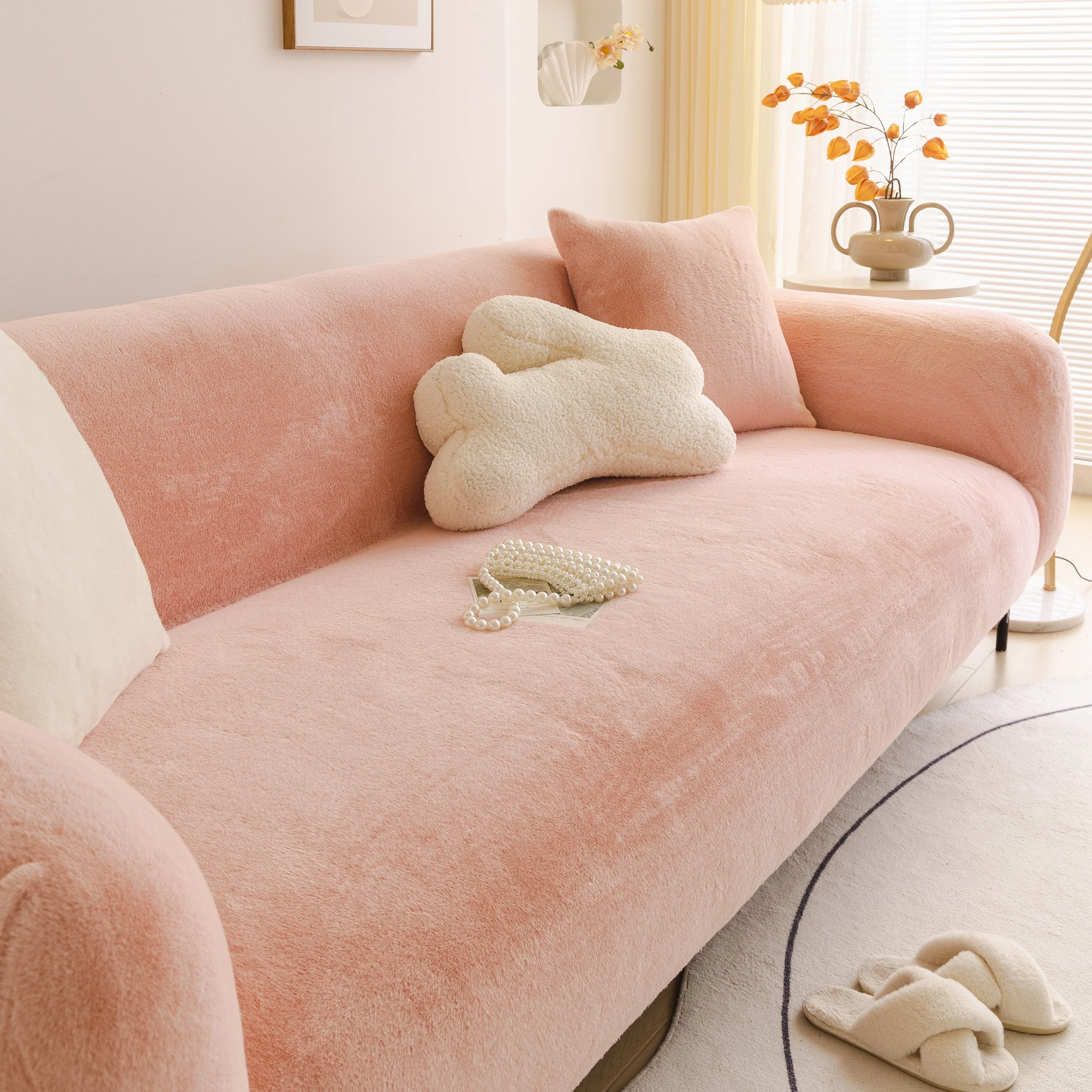 Soft Plush Warm Sofa Cover Stretchable Cozy Velvet Couch Protector for Fall & Winter - Image 19