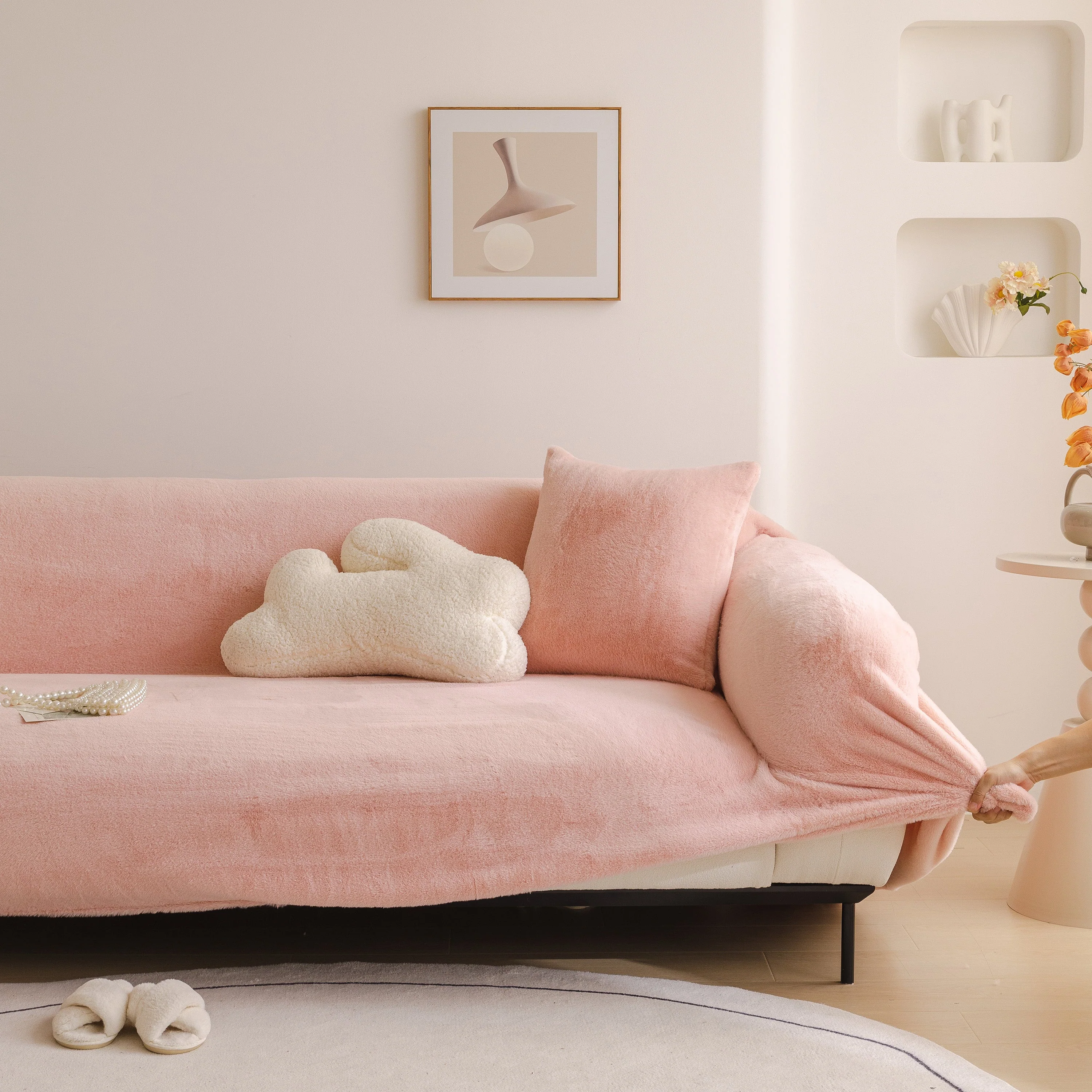 Soft Plush Warm Sofa Cover Stretchable Cozy Velvet Couch Protector for Fall & Winter - Image 20