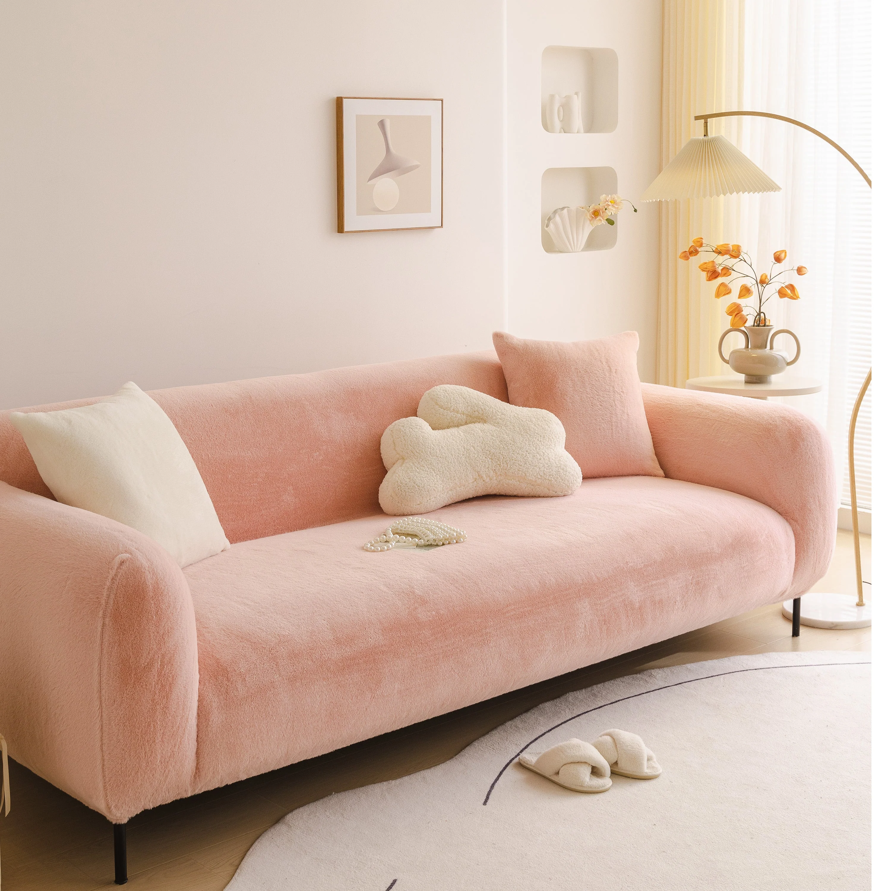 Soft Plush Warm Sofa Cover Stretchable Cozy Velvet Couch Protector for Fall & Winter - Image 21