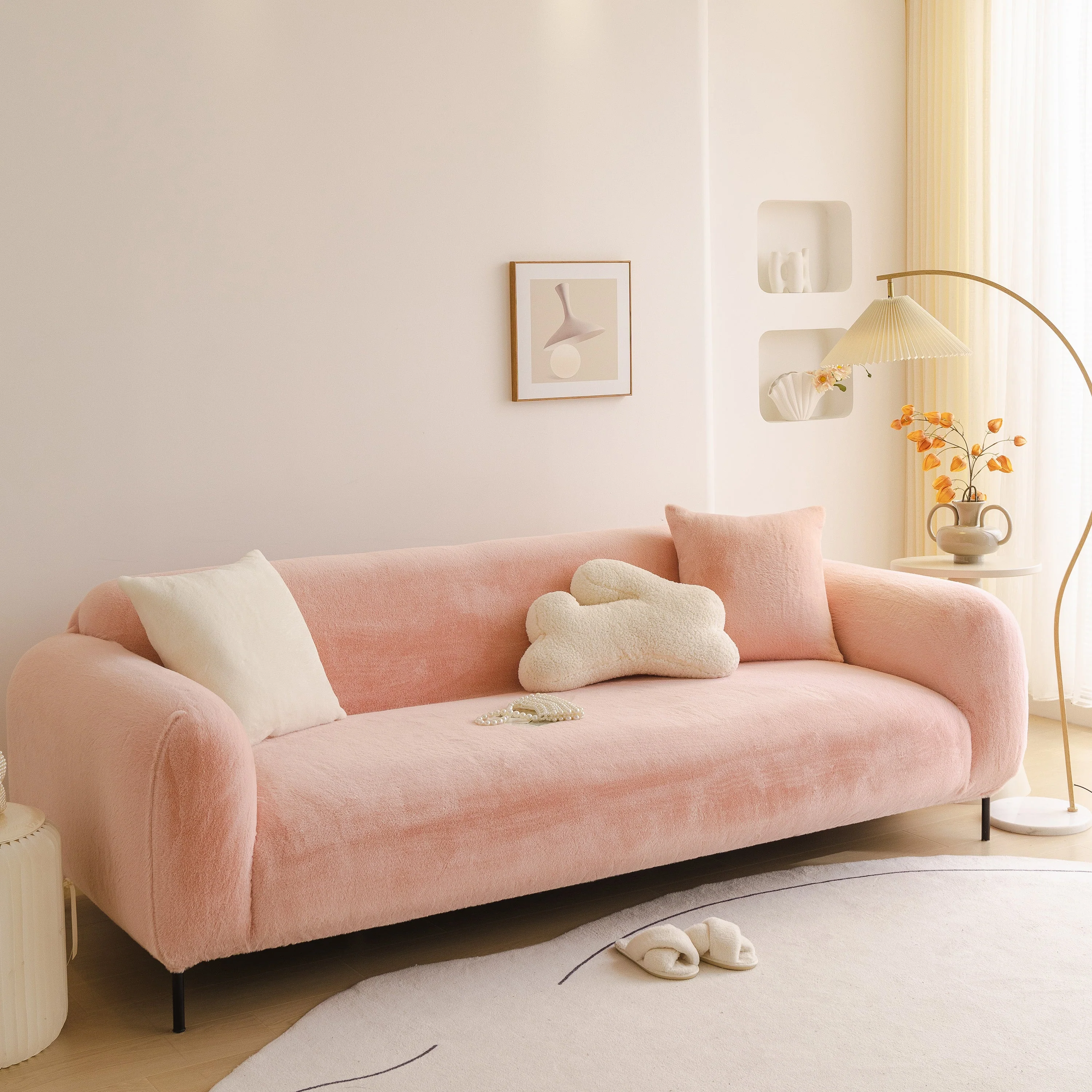 Soft Plush Warm Sofa Cover Stretchable Cozy Velvet Couch Protector for Fall & Winter - Image 22