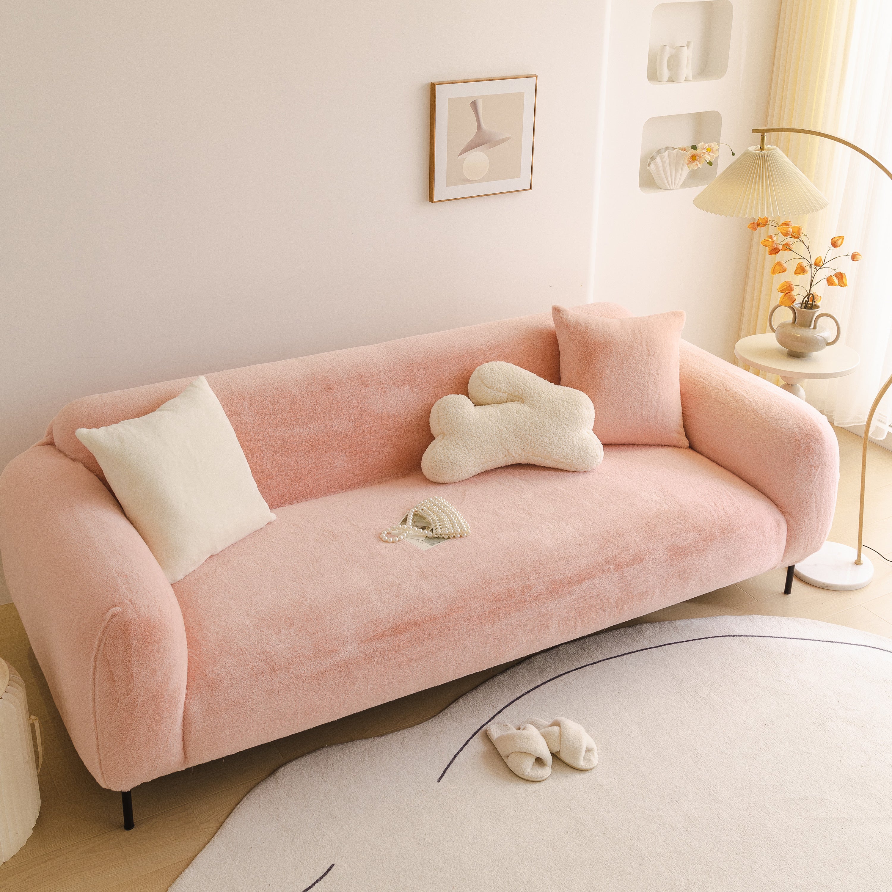 Soft Plush Warm Sofa Cover Stretchable Cozy Velvet Couch Protector for Fall & Winter - Image 24