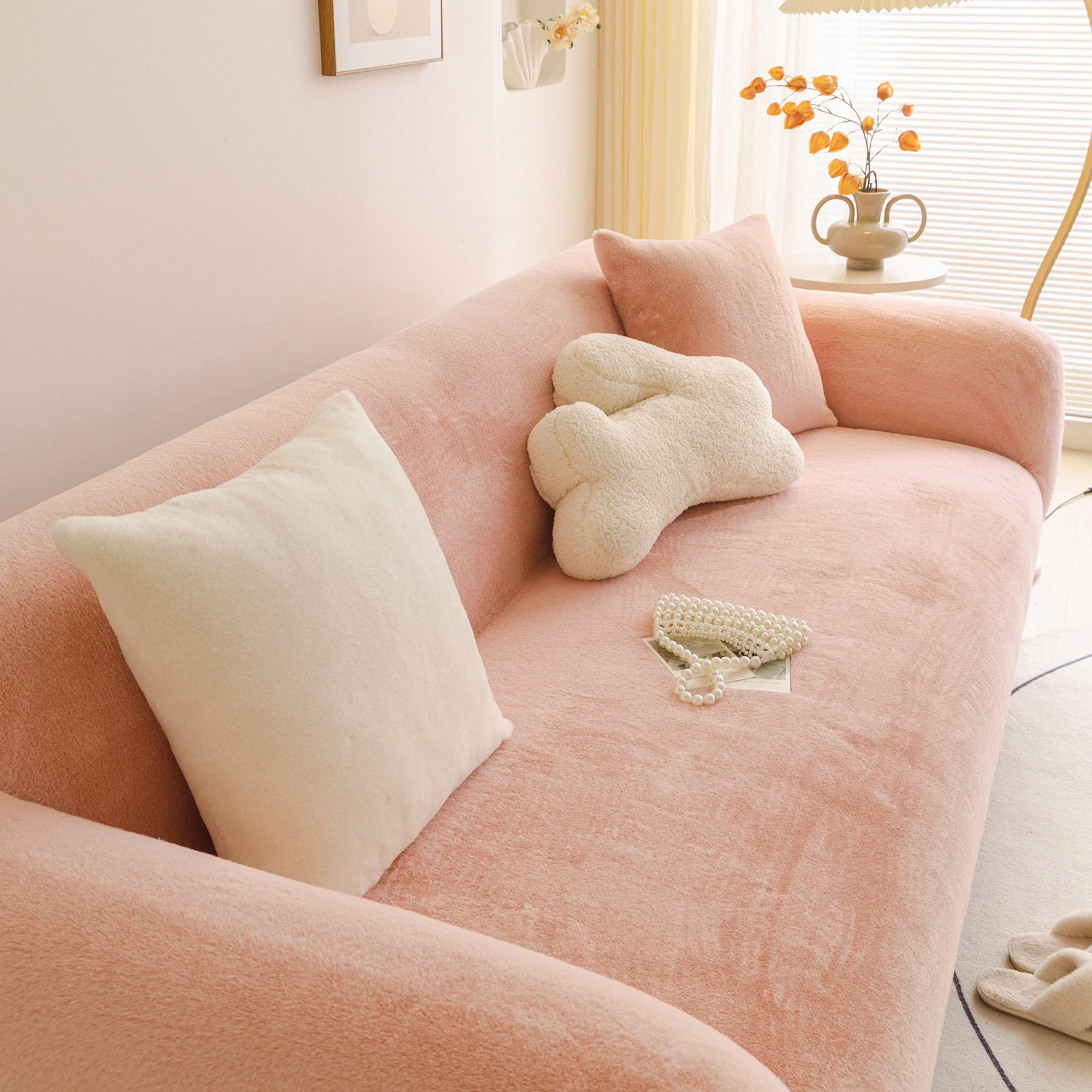Soft Plush Warm Sofa Cover Stretchable Cozy Velvet Couch Protector for Fall & Winter - Image 25