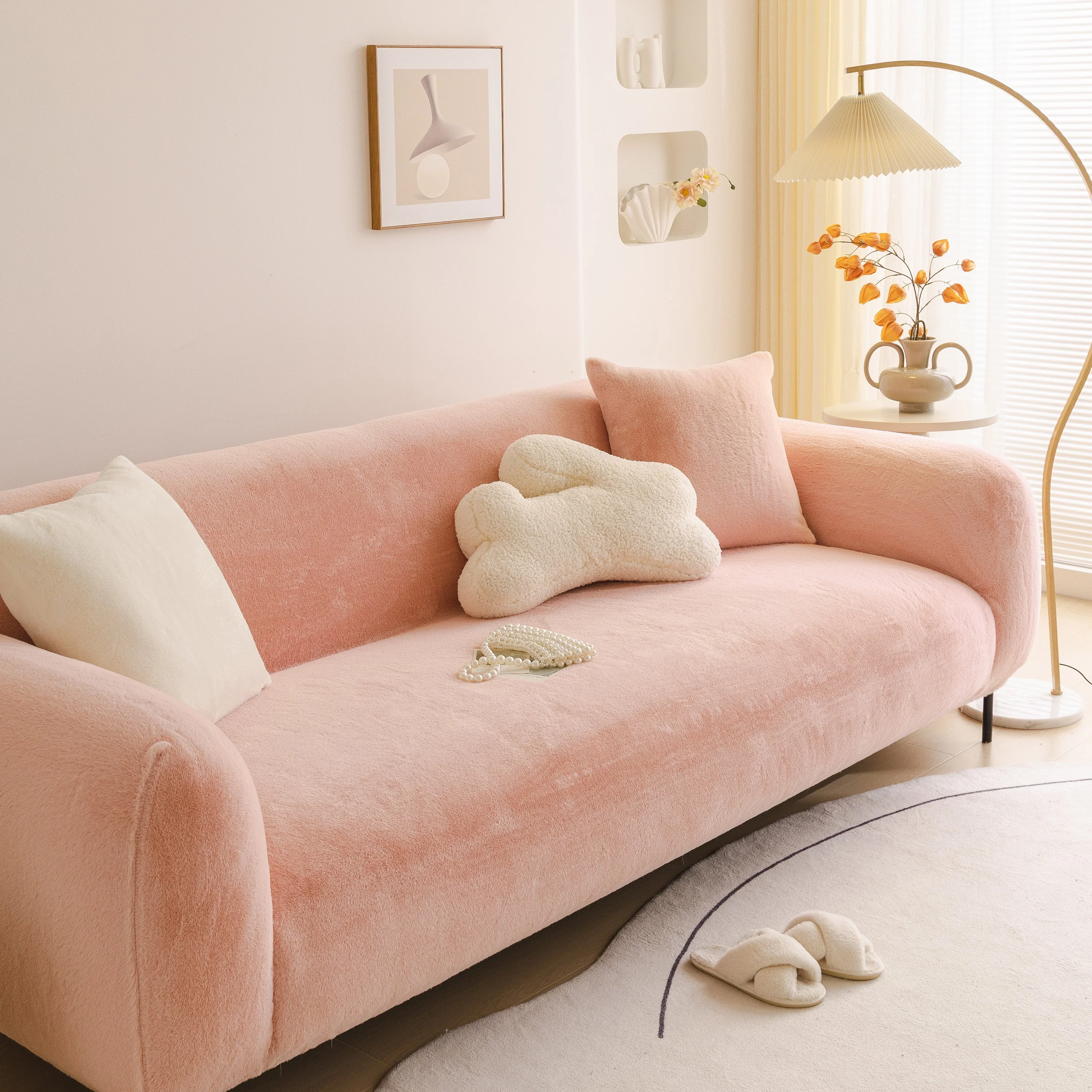Soft Plush Warm Sofa Cover Stretchable Cozy Velvet Couch Protector for Fall & Winter - Image 26