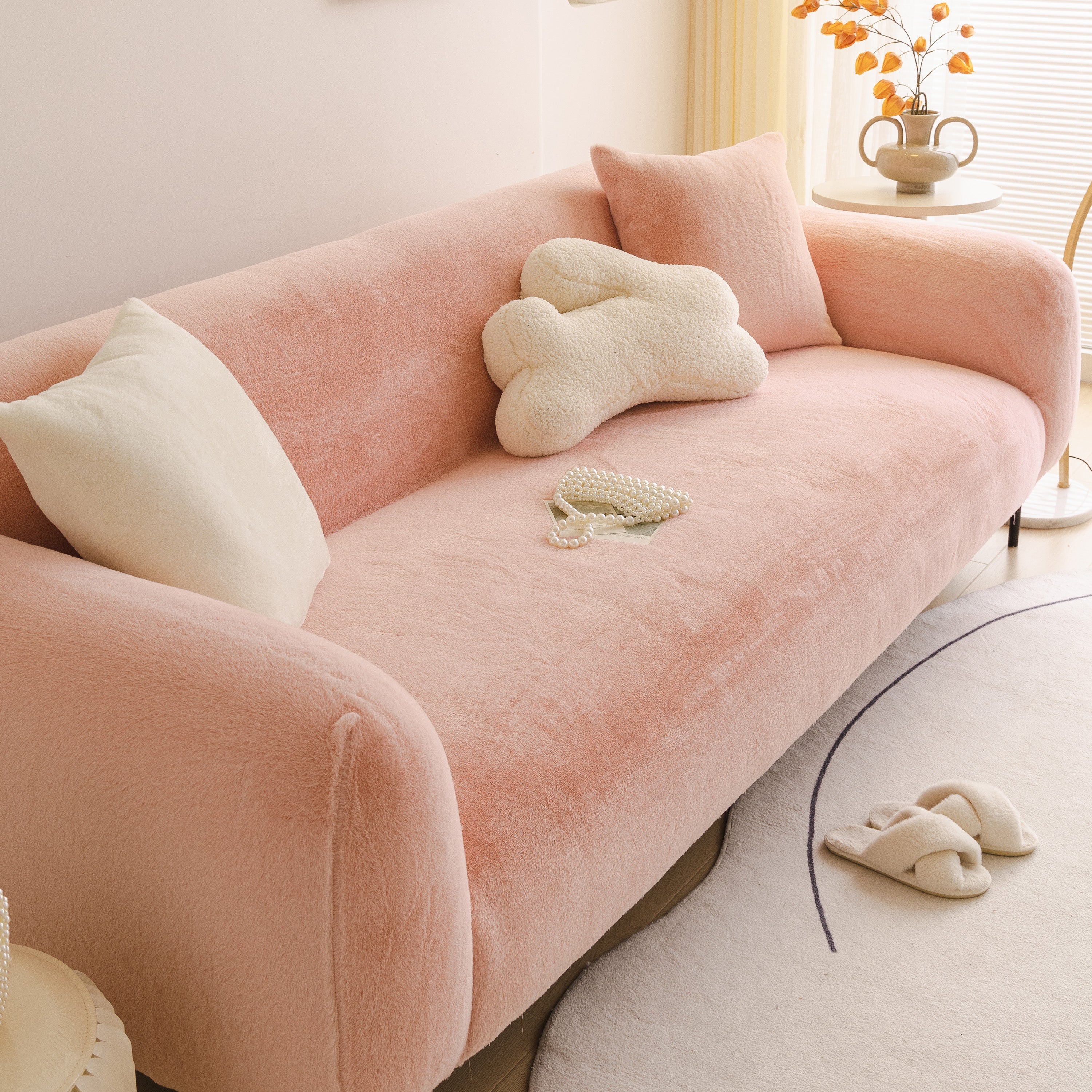 Soft Plush Warm Sofa Cover Stretchable Cozy Velvet Couch Protector for Fall & Winter - Image 27