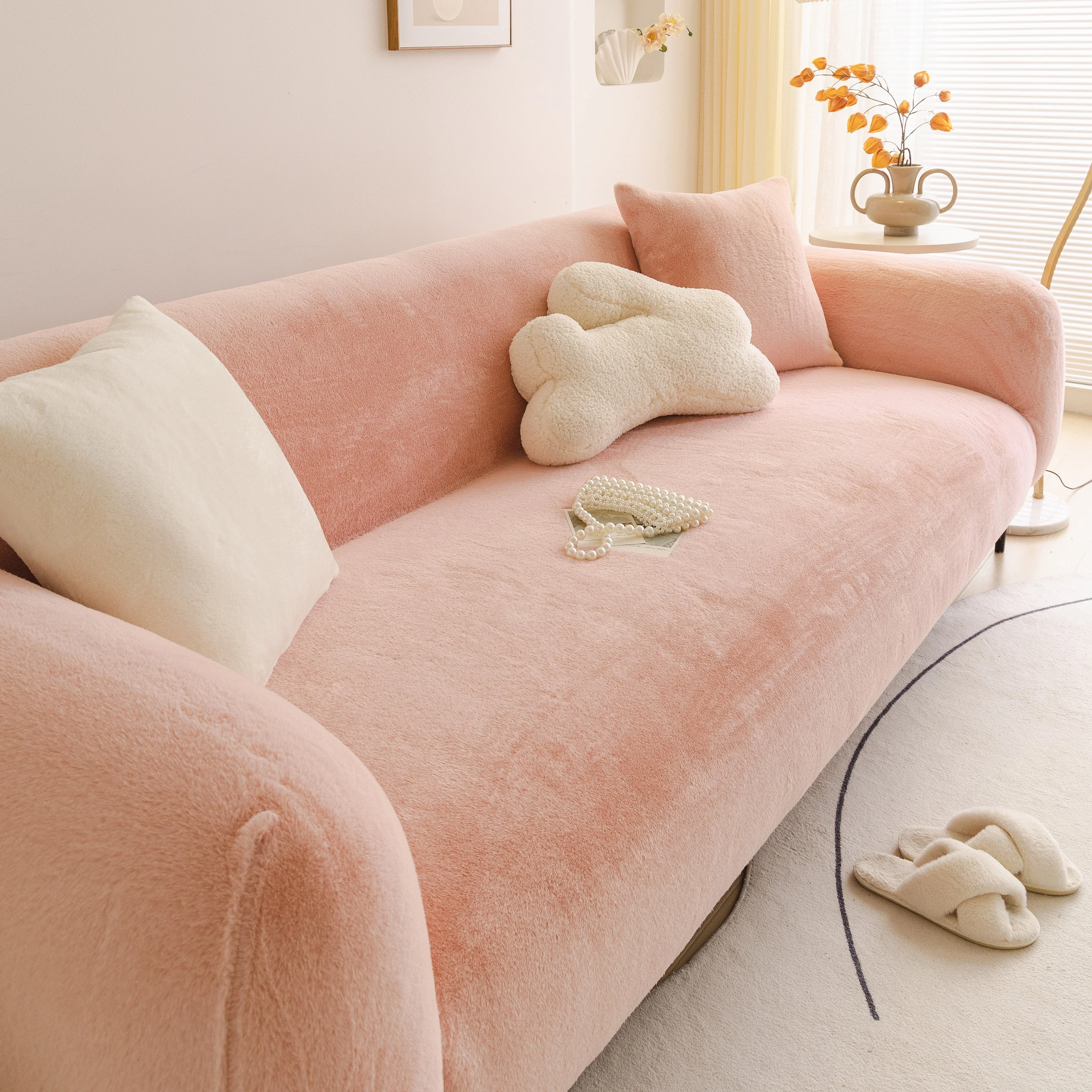 Soft Plush Warm Sofa Cover Stretchable Cozy Velvet Couch Protector for Fall & Winter - Image 28
