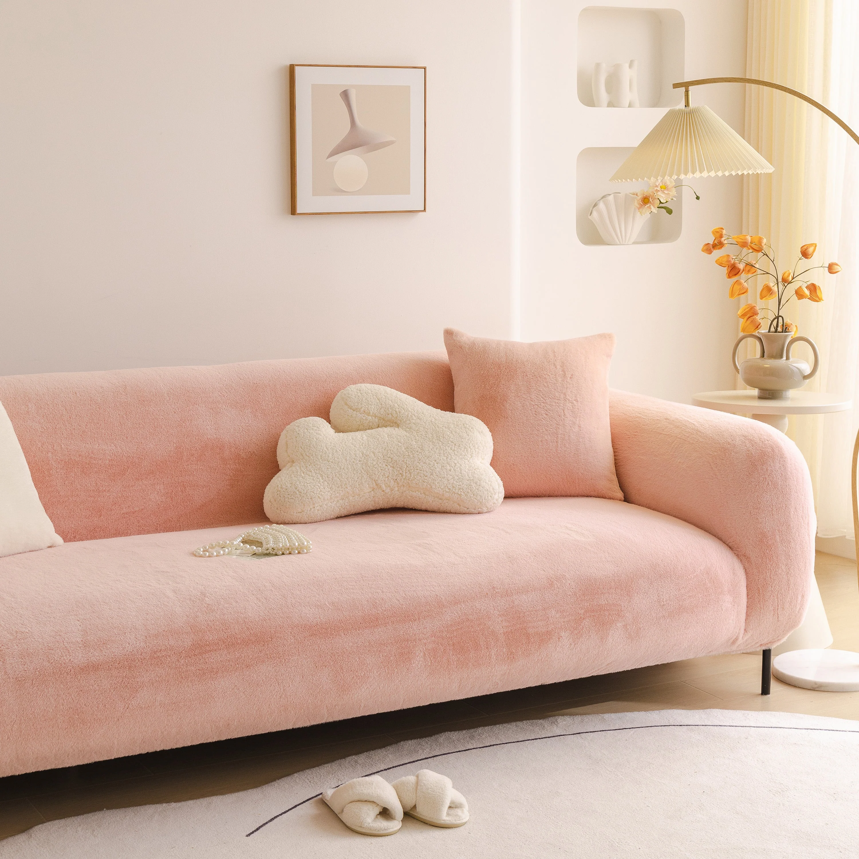 Soft Plush Warm Sofa Cover Stretchable Cozy Velvet Couch Protector for Fall & Winter - Image 29