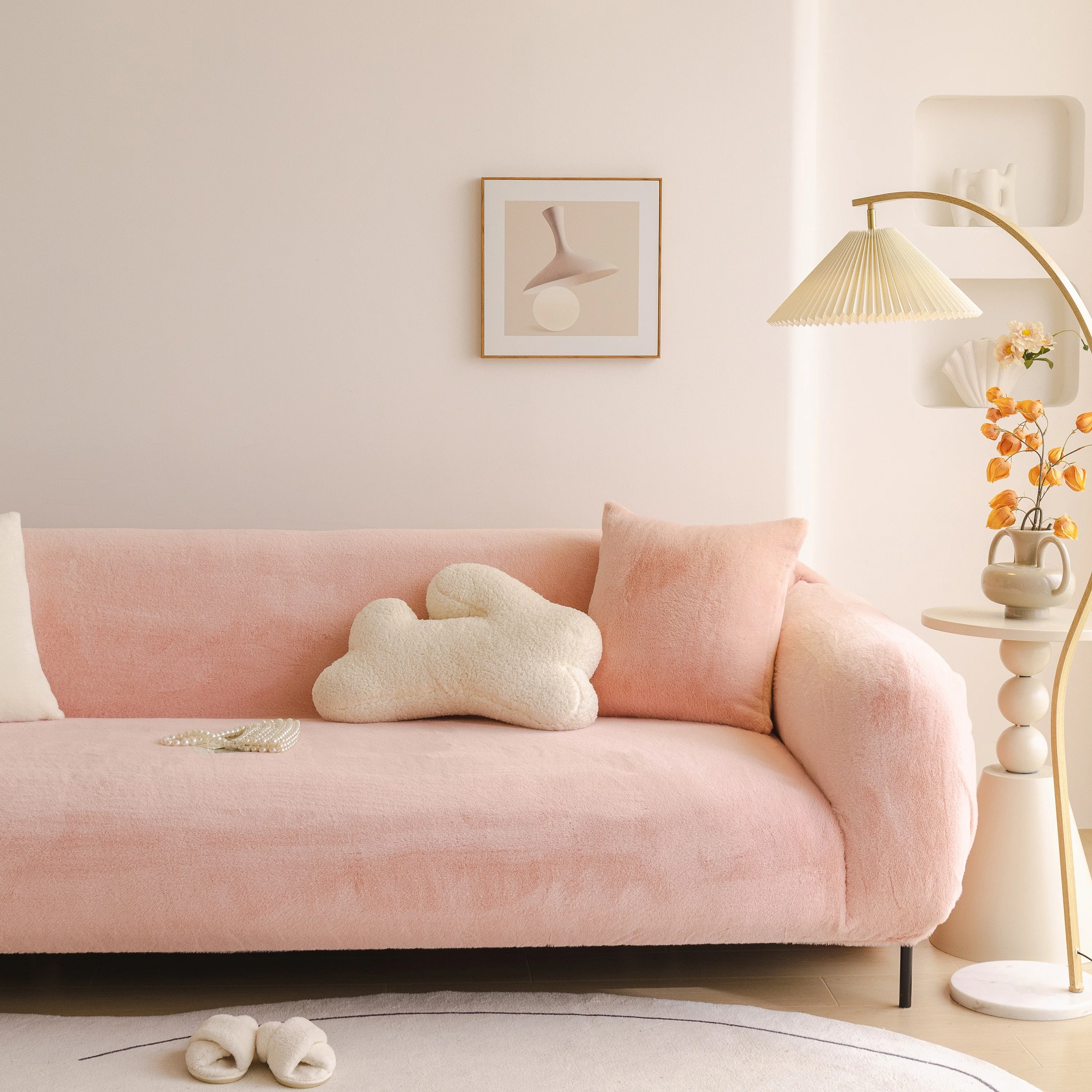 Soft Plush Warm Sofa Cover Stretchable Cozy Velvet Couch Protector for Fall & Winter - Image 30
