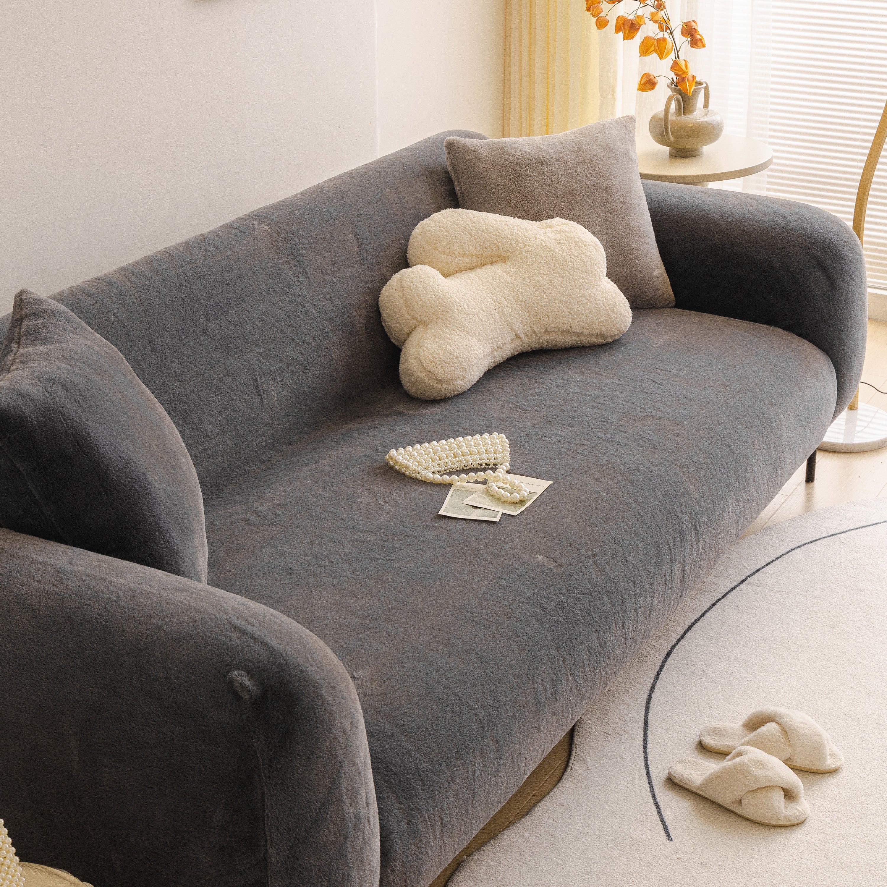 Soft Plush Warm Sofa Cover Stretchable Cozy Velvet Couch Protector for Fall & Winter - Image 31