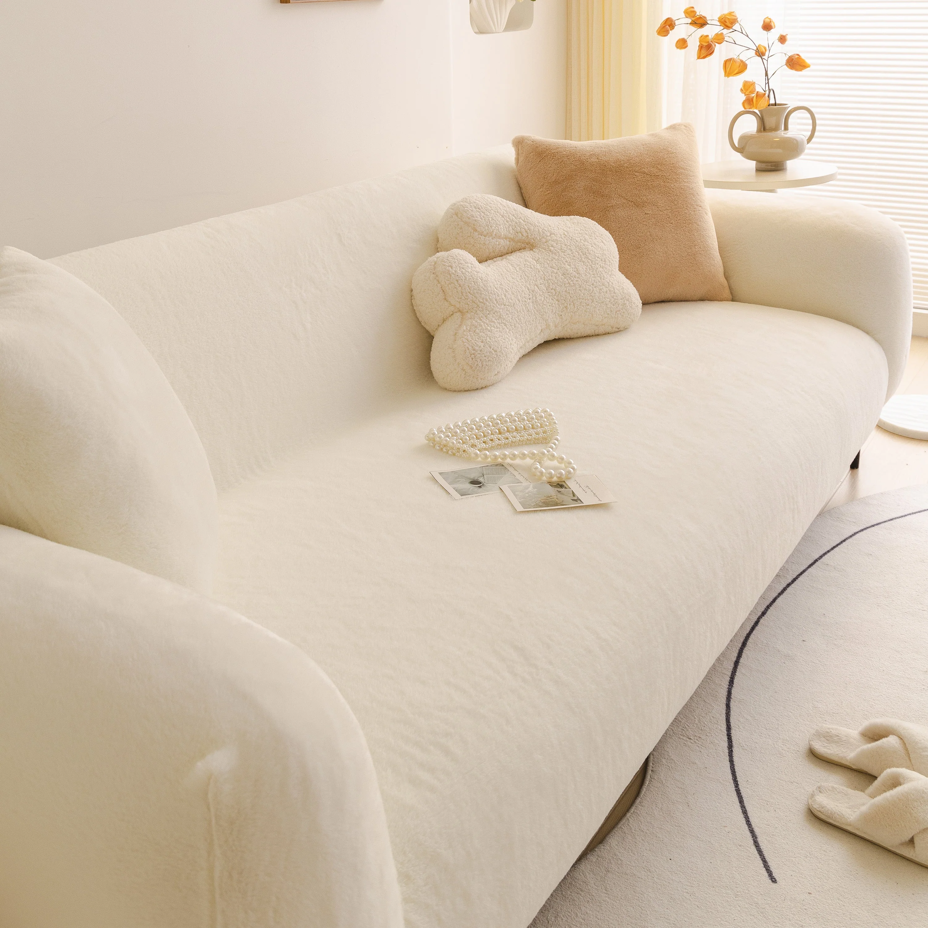 Soft Plush Warm Sofa Cover Stretchable Cozy Velvet Couch Protector for Fall & Winter - Image 34