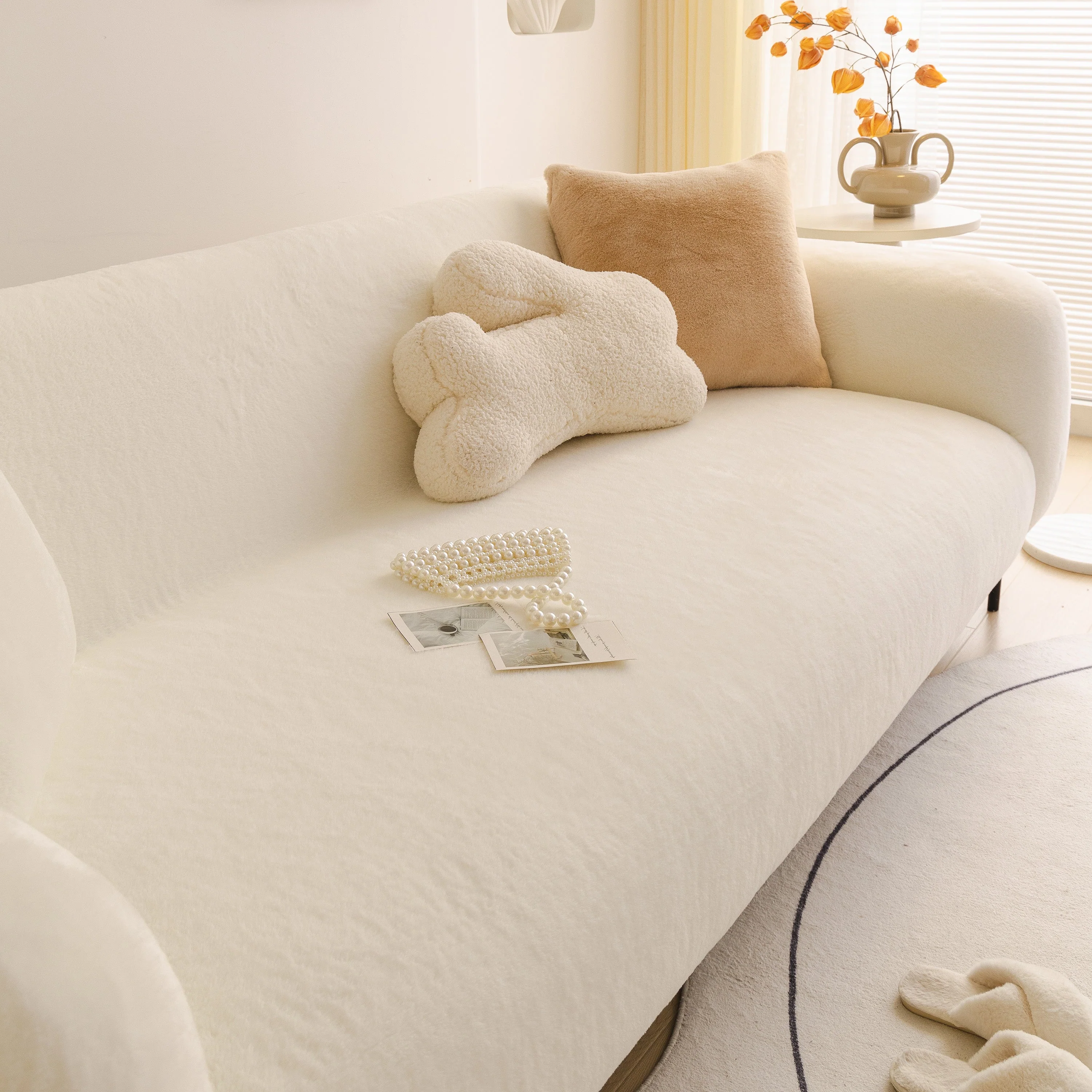Soft Plush Warm Sofa Cover Stretchable Cozy Velvet Couch Protector for Fall & Winter - Image 48