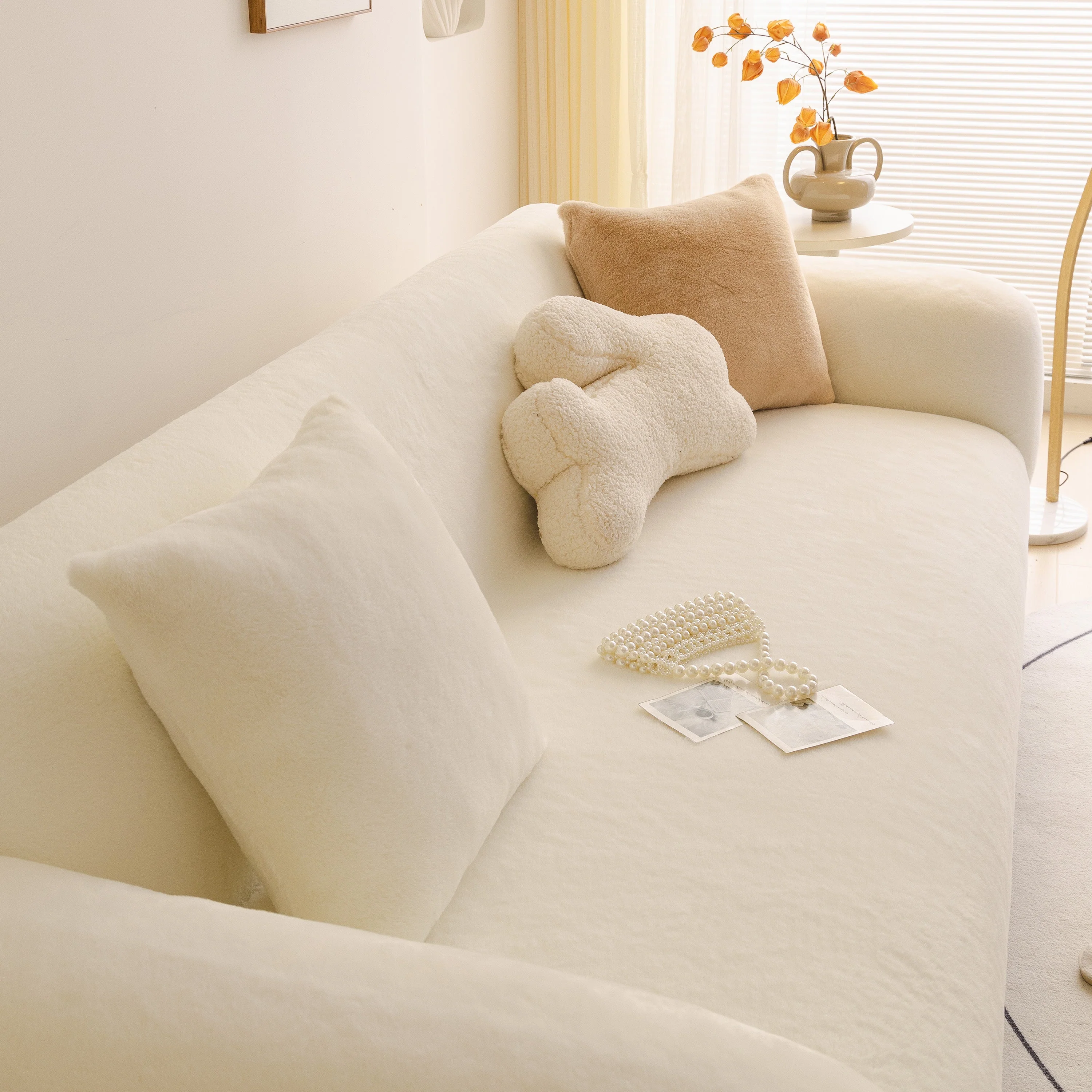 Soft Plush Warm Sofa Cover Stretchable Cozy Velvet Couch Protector for Fall & Winter - Image 50