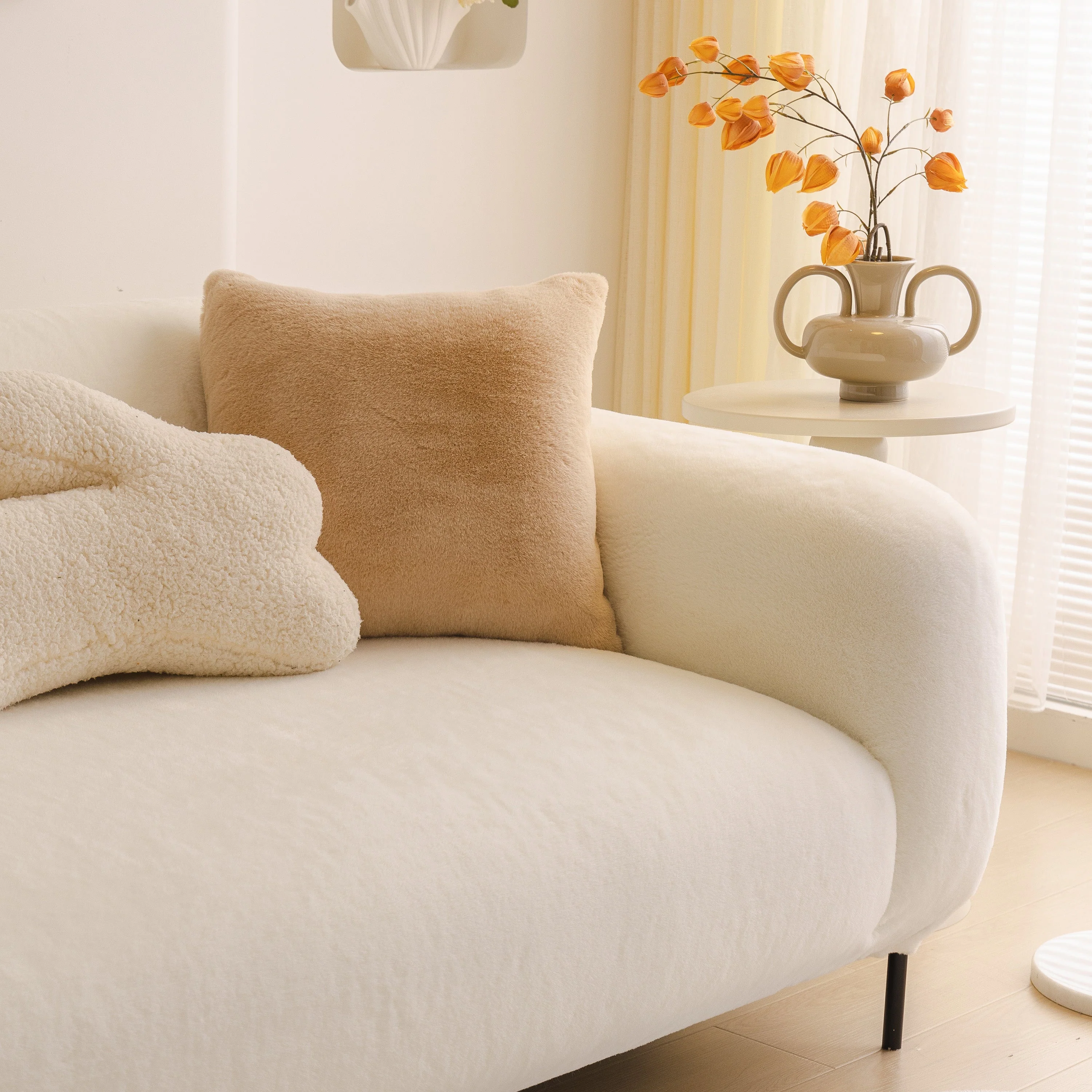 Soft Plush Warm Sofa Cover Stretchable Cozy Velvet Couch Protector for Fall & Winter - Image 52