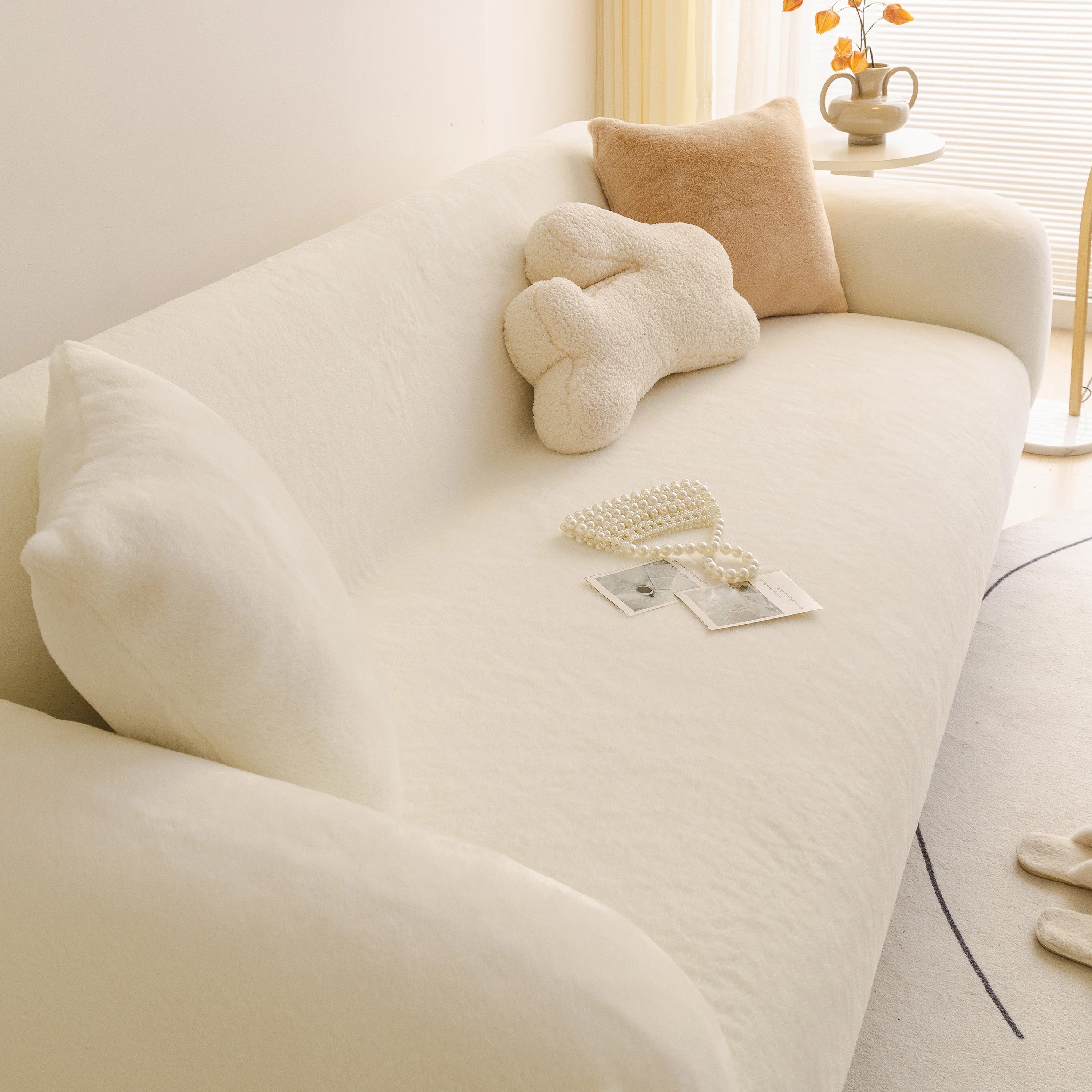 Soft Plush Warm Sofa Cover Stretchable Cozy Velvet Couch Protector for Fall & Winter - Image 57