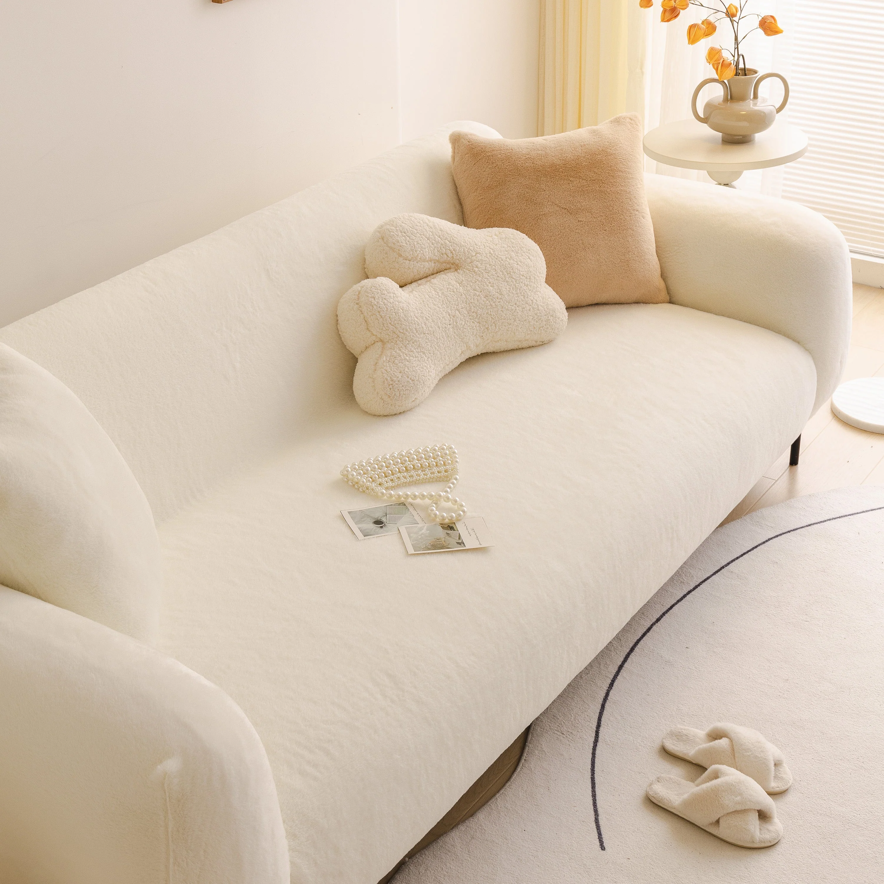 Soft Plush Warm Sofa Cover Stretchable Cozy Velvet Couch Protector for Fall & Winter - Image 61