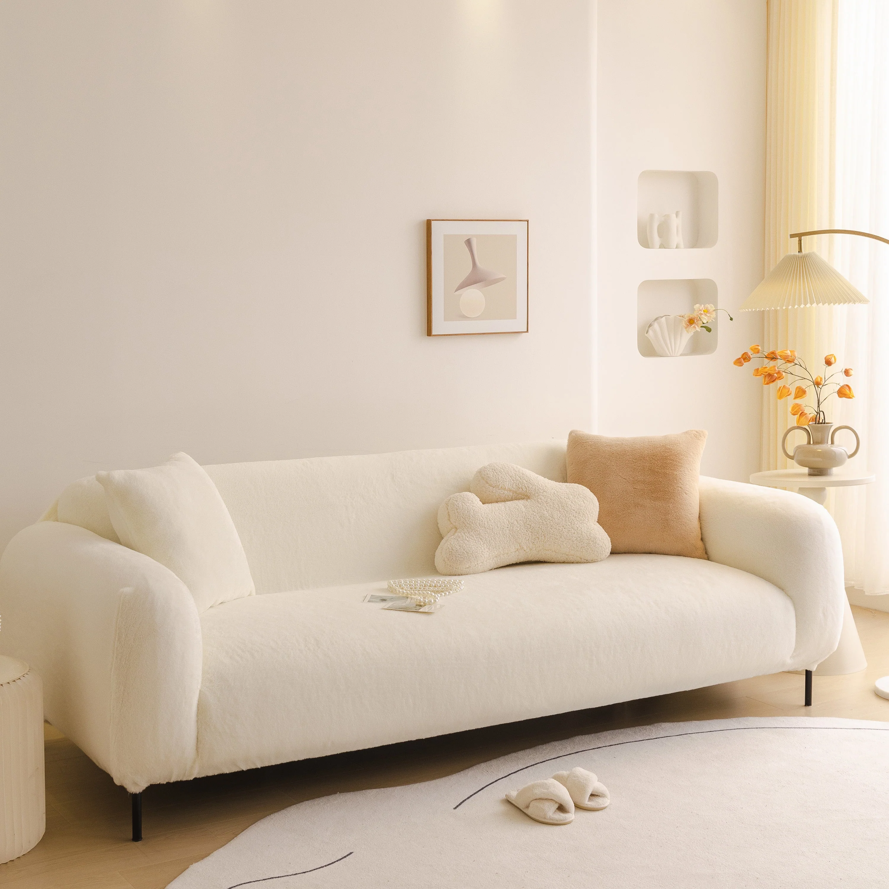 Soft Plush Warm Sofa Cover Stretchable Cozy Velvet Couch Protector for Fall & Winter - Image 66