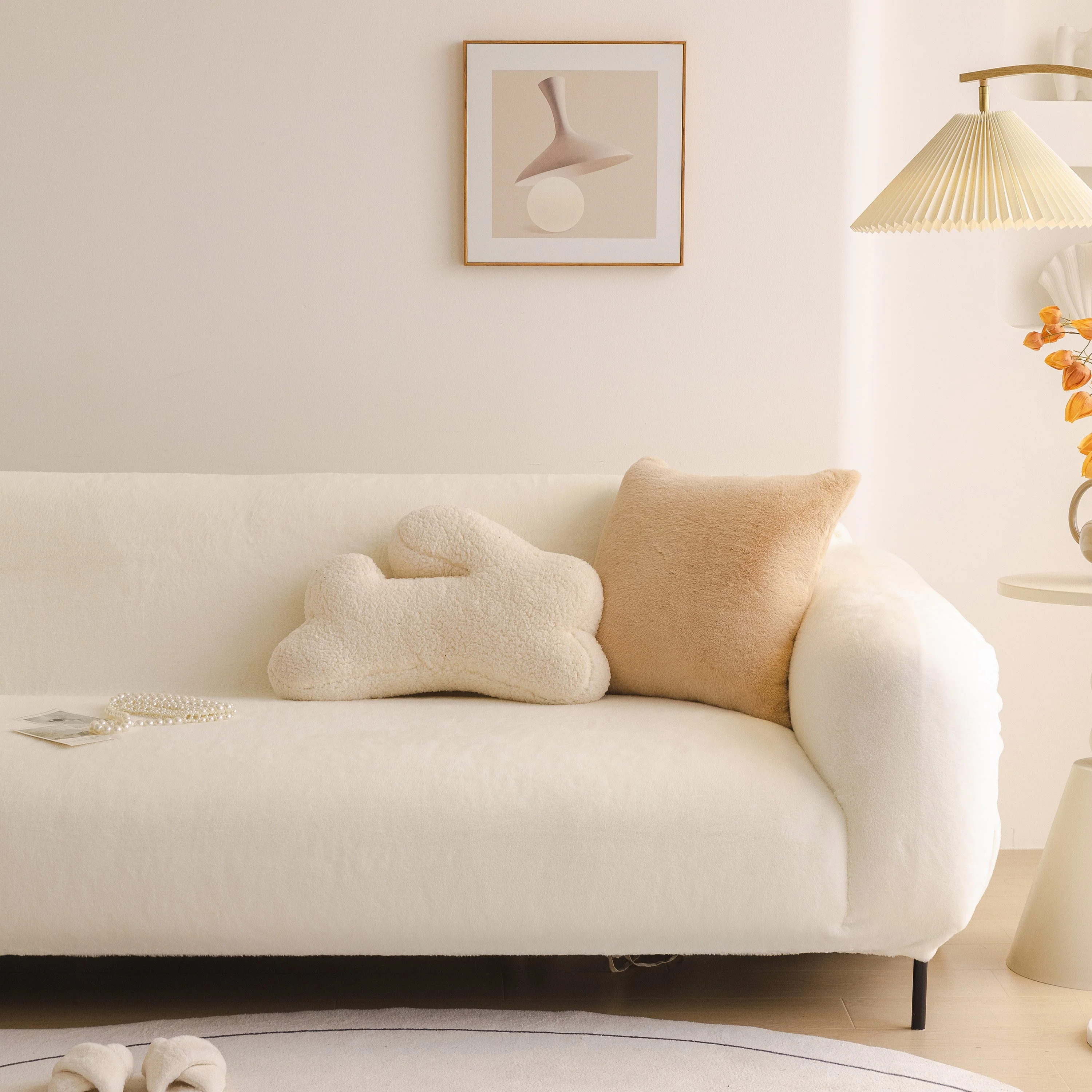 Soft Plush Warm Sofa Cover Stretchable Cozy Velvet Couch Protector for Fall & Winter - Image 67