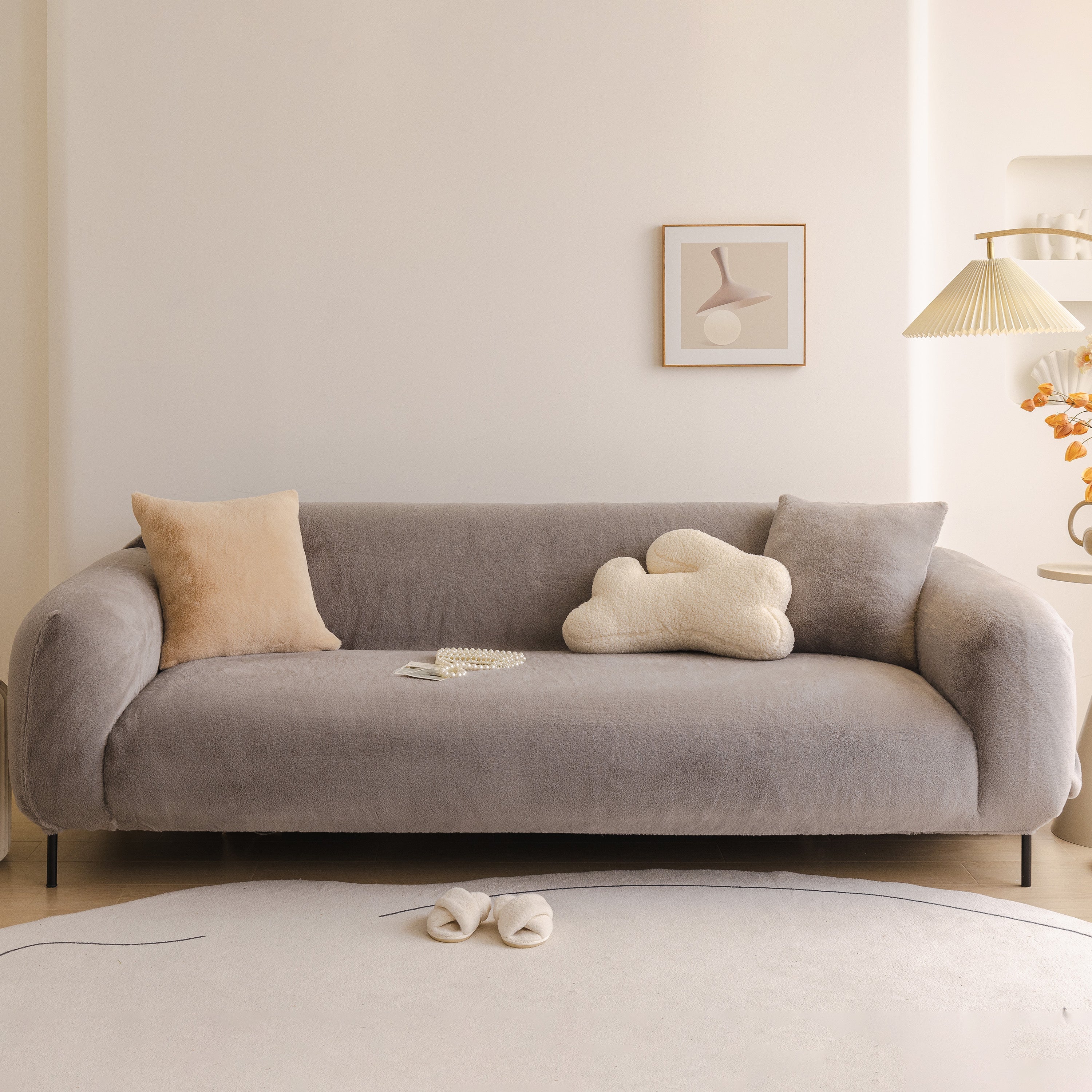 Soft Plush Warm Sofa Cover Stretchable Cozy Velvet Couch Protector for Fall & Winter - Image 73