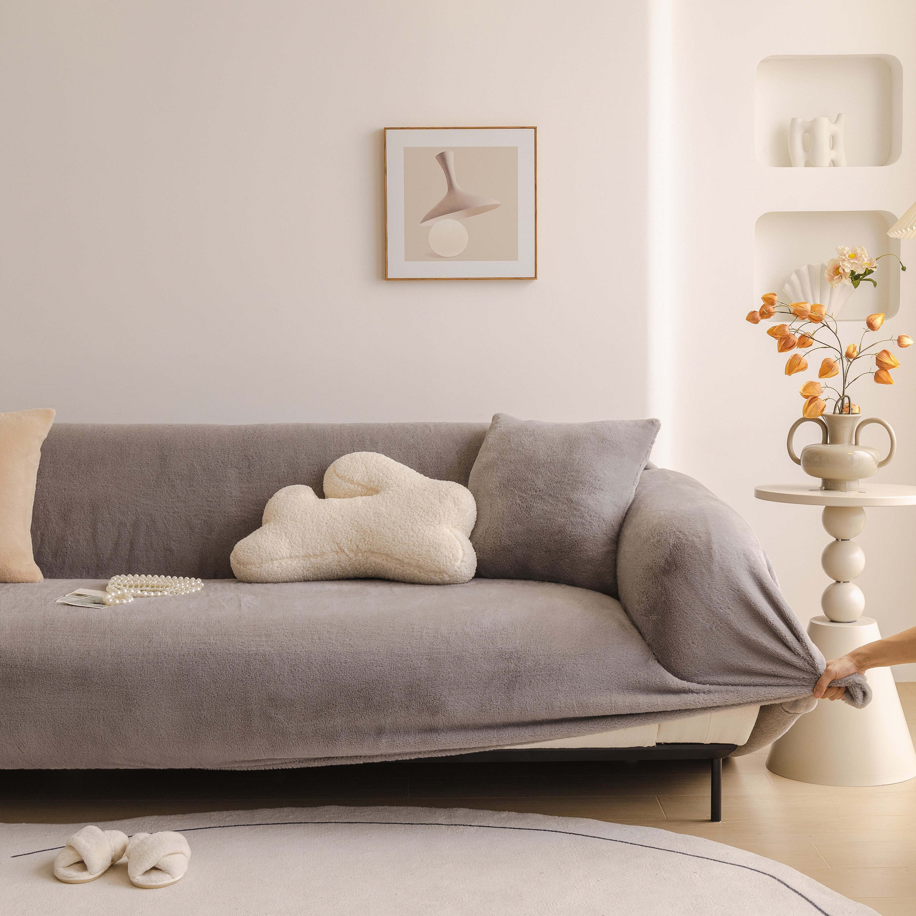 Soft Plush Warm Sofa Cover Stretchable Cozy Velvet Couch Protector for Fall & Winter - Image 76